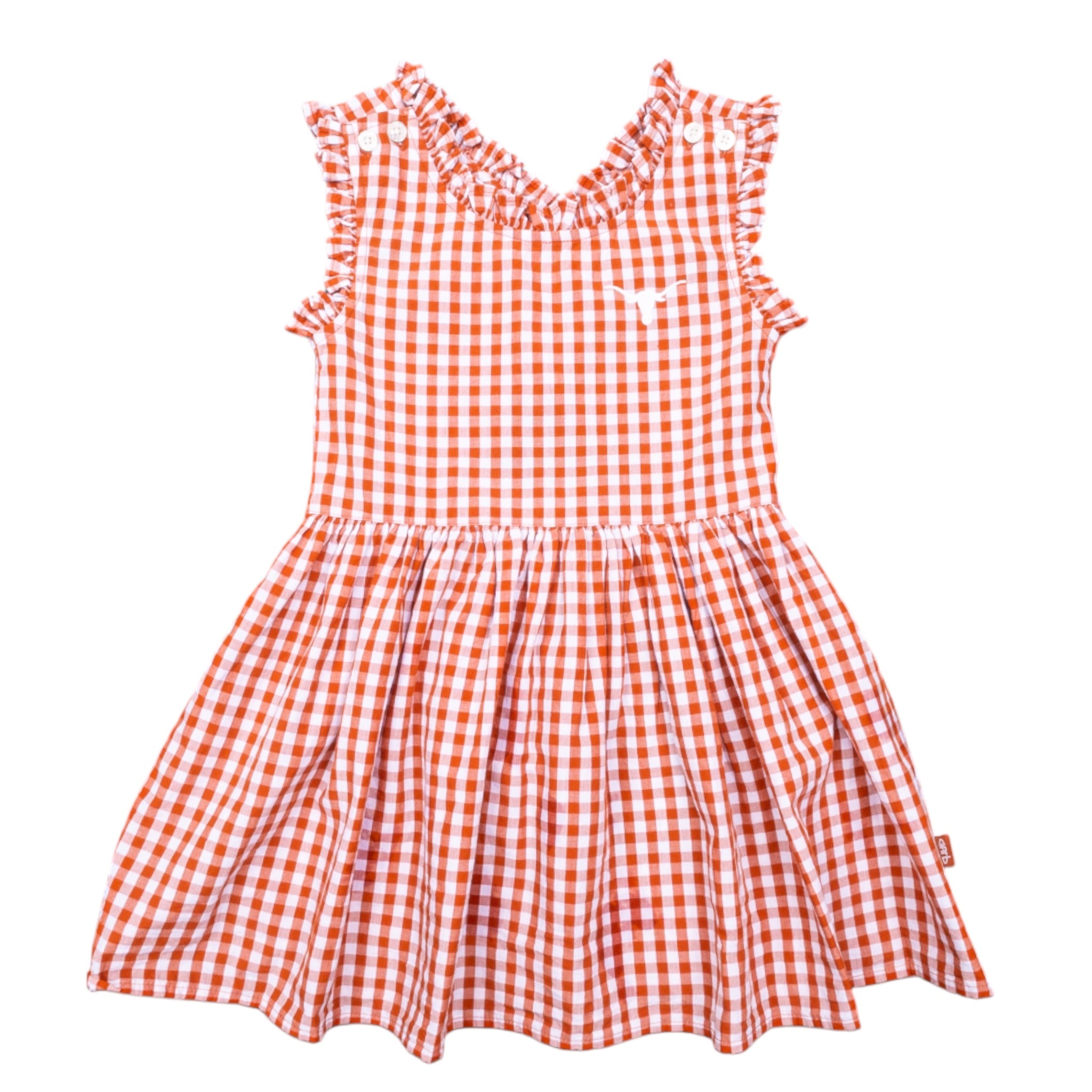 girls gingham dress Girl's Be Mine Smocked Ruffle Neck Dress in Purple Gingham size 4T main image 0