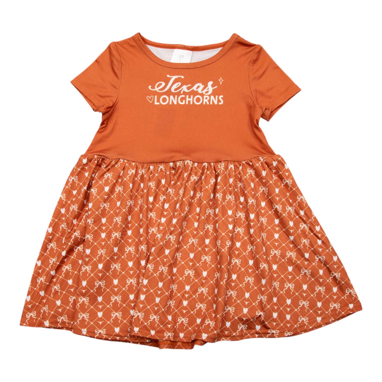 Toddler ZooZatZ Texas Longhorns Bow Heart Print Dress