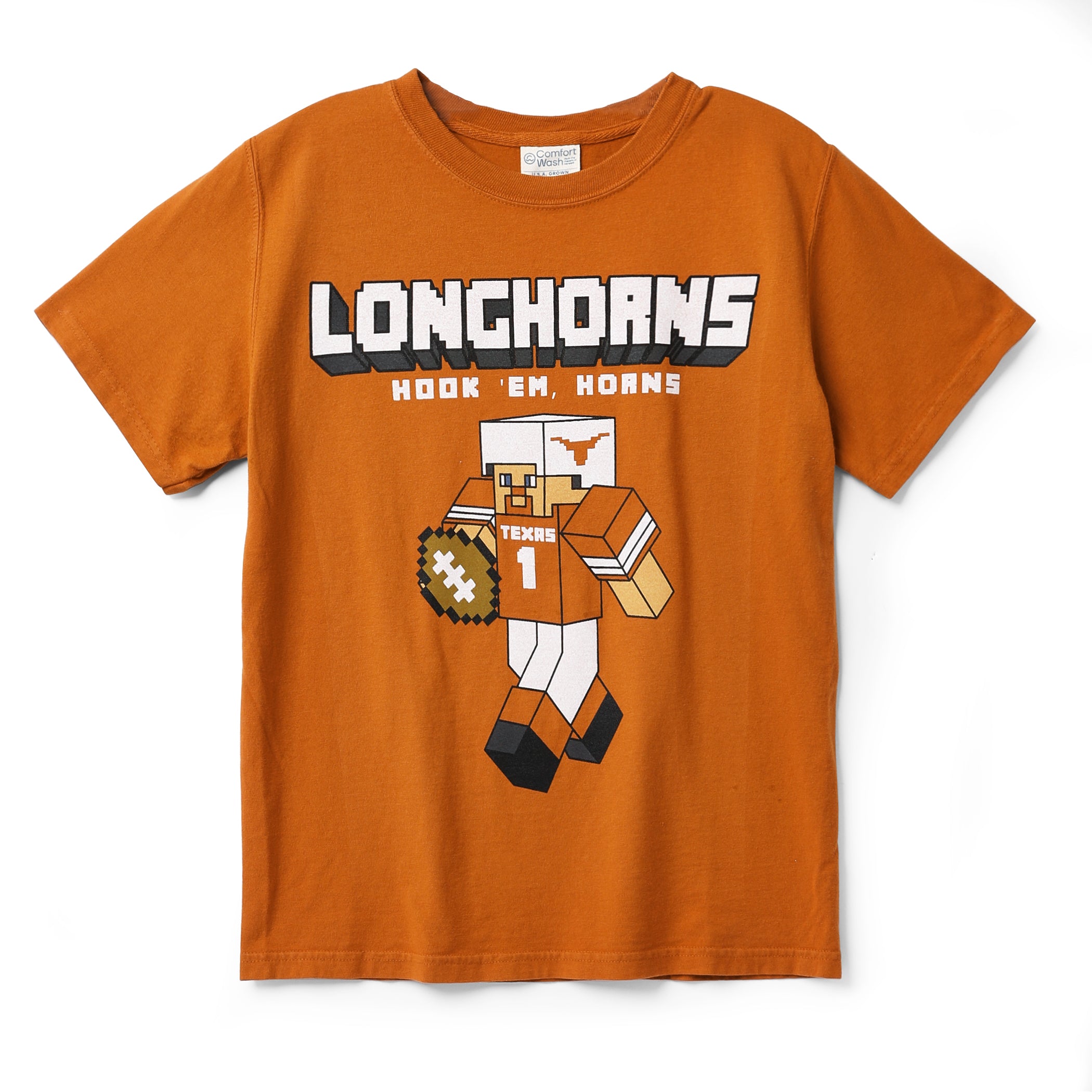 Youth Texas Longhorns Minecraft Football Player ComfortWash Tee