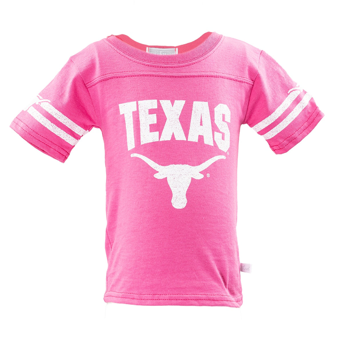 Youth Pink Texas Over Bevo Football T-Shirt