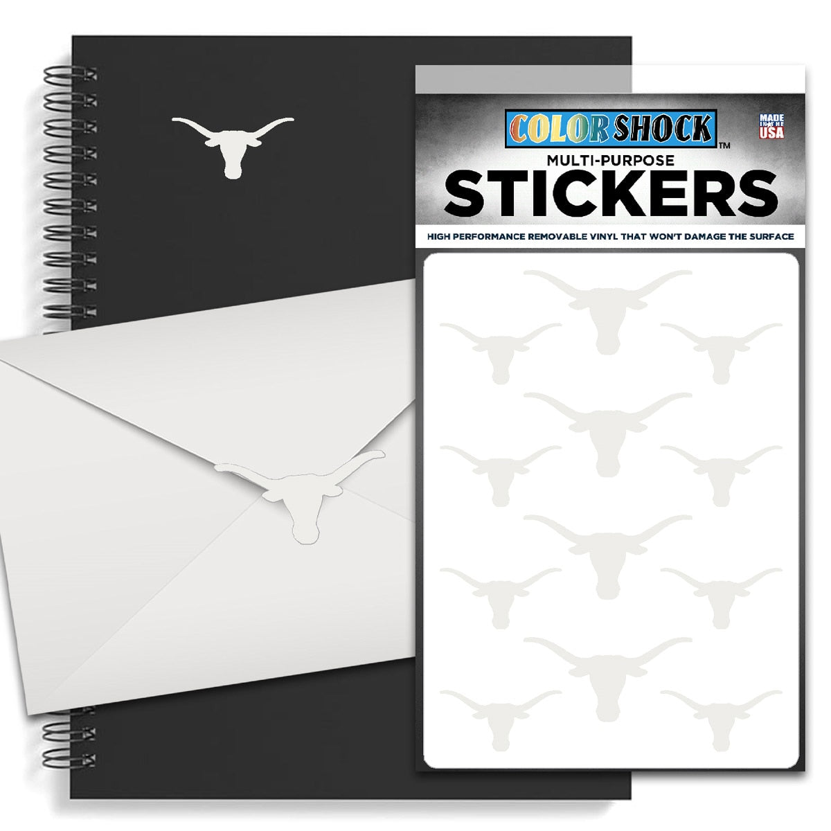 Texas Longhorns White Silhouette Decal Sticker Sheet - 12 Stickers
