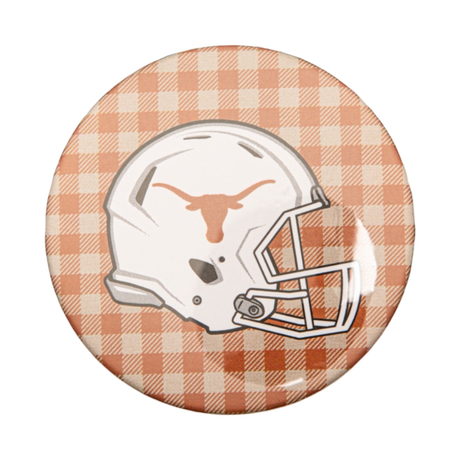 Texas Longhorns Gingham Helmet Button 3"