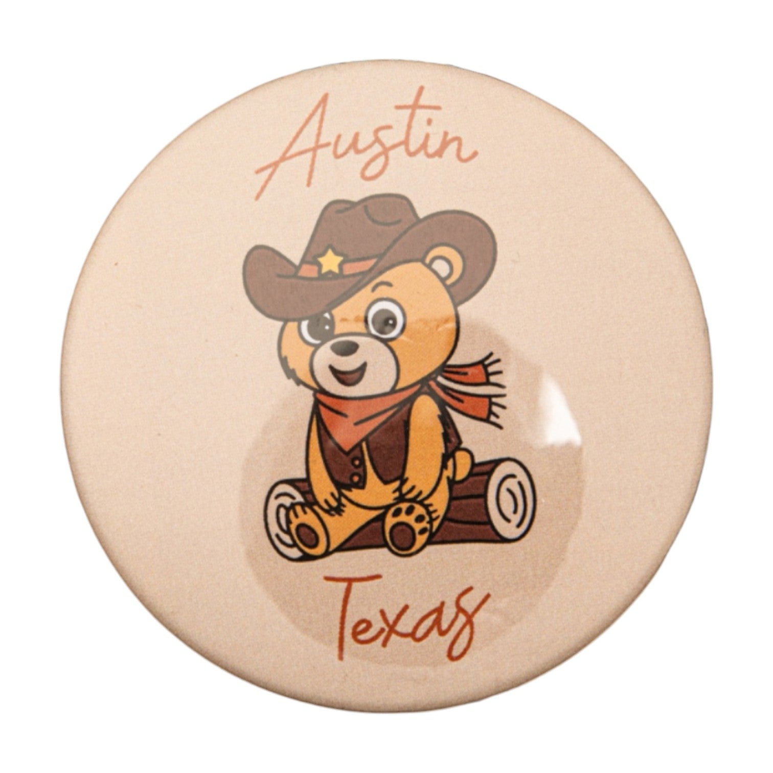 Texas Longhorns Teddy Bear Button 3"