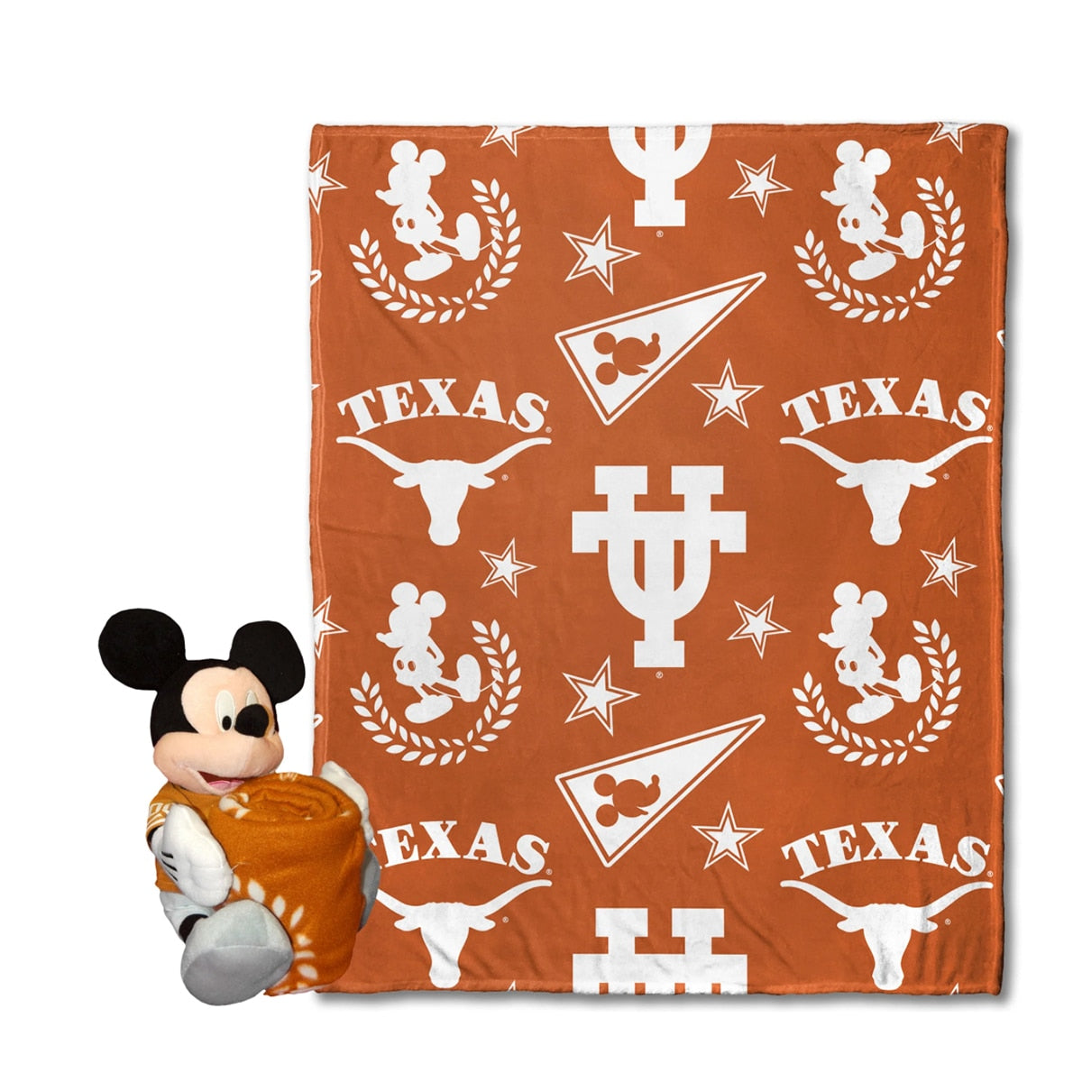 Texas Longhorns Pennant Mickey Hugger Pillow & Silk Touch Throw Set