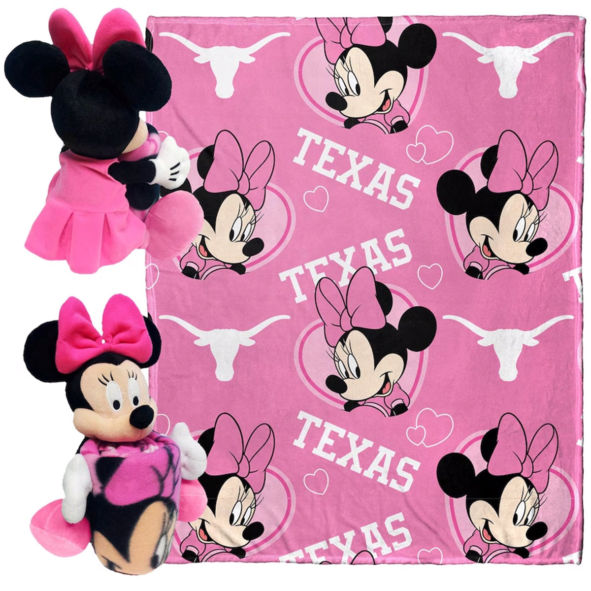 Texas Longhorns Pennant Minnie Hugger Pillow & Silk Touch Throw Set