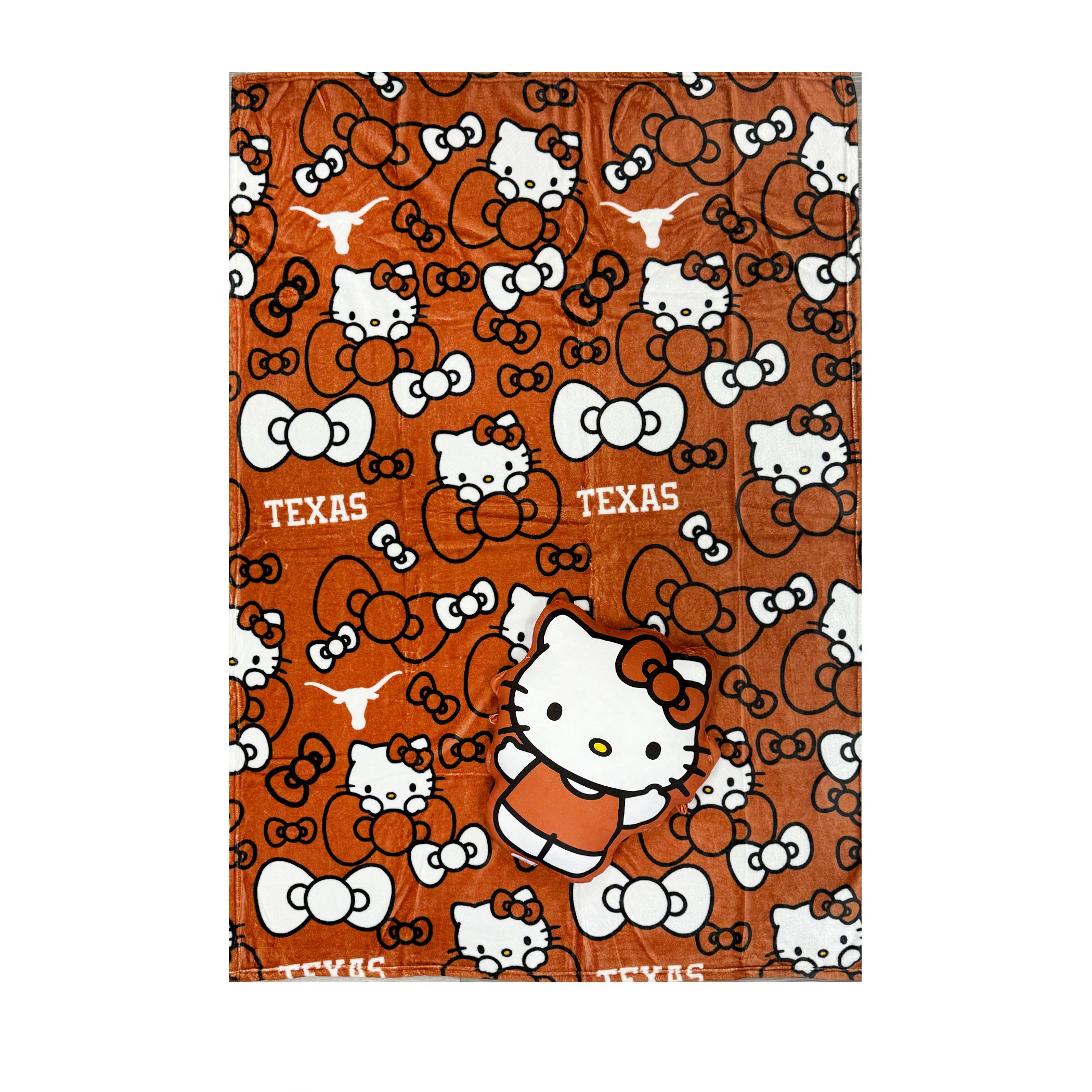 Texas Longhorns Hello Kitty Blanket and Pillow Set - 50
