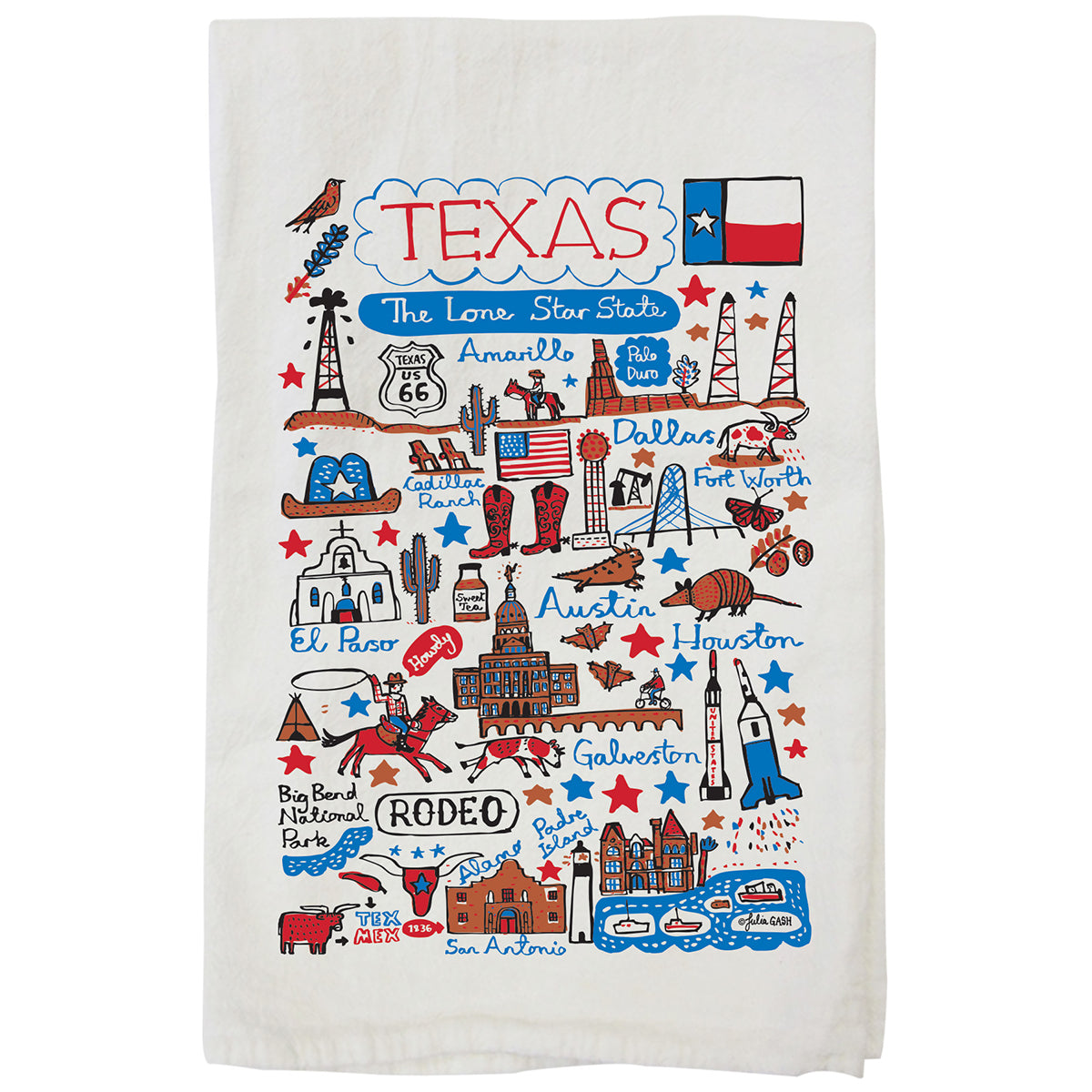 Julia Gash The Lone Star State 100% Organic Cotton Tea Towel