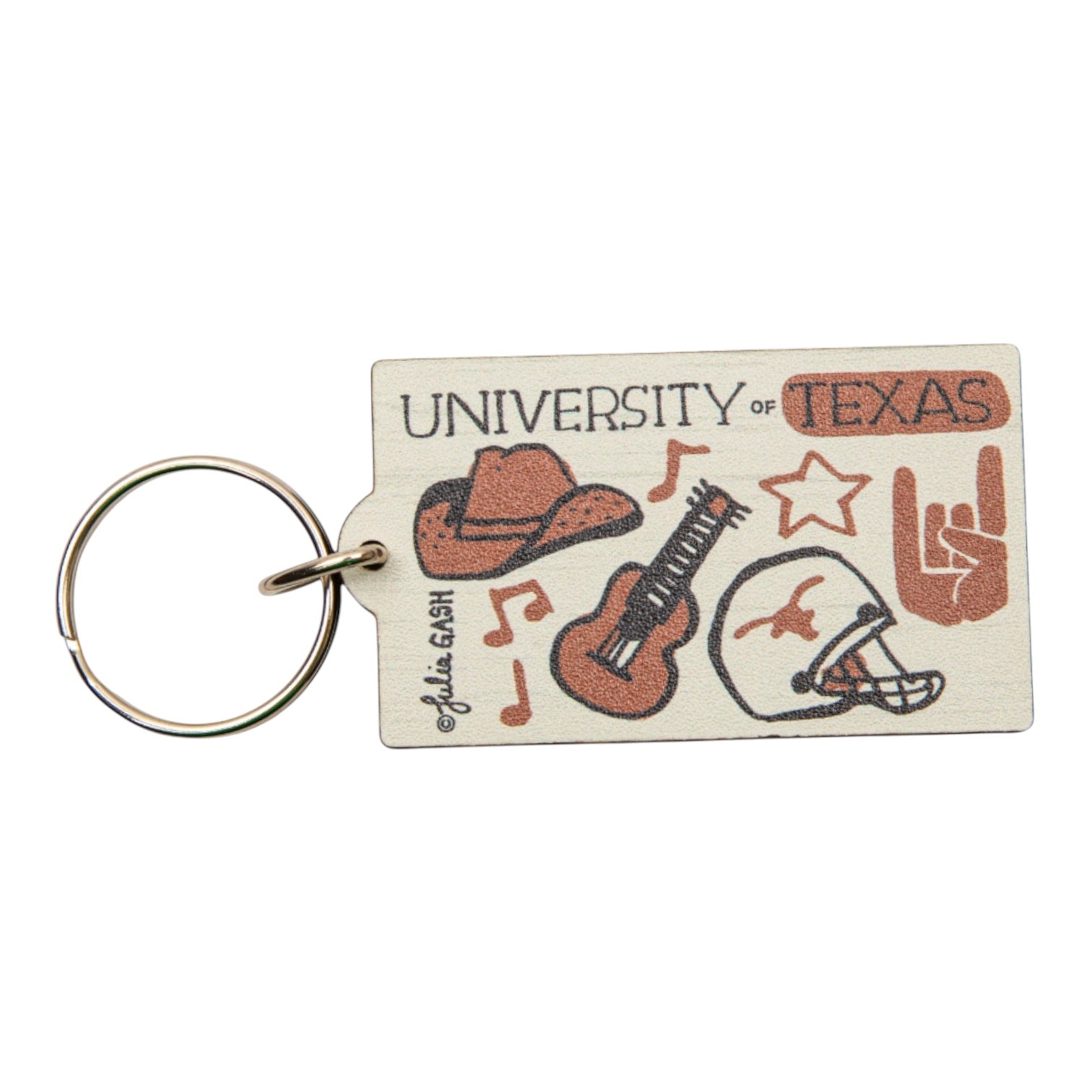 Julia Gash University of Texas Recycled Wood Keychain