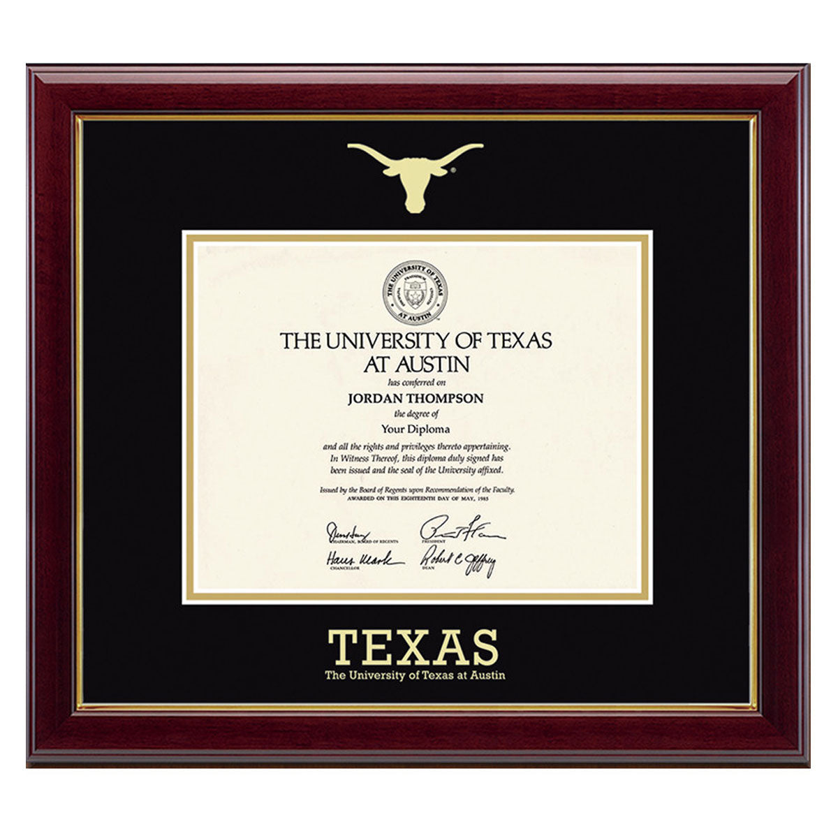 University of Texas Longhorn Embossed Block Diploma Frame