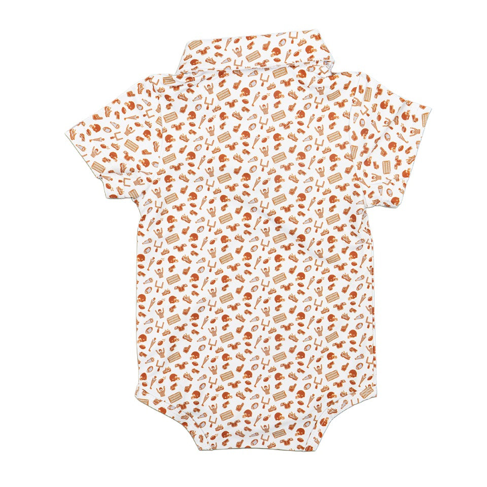 Infant Texas Longhorns Allover Football Print Polo Onesie