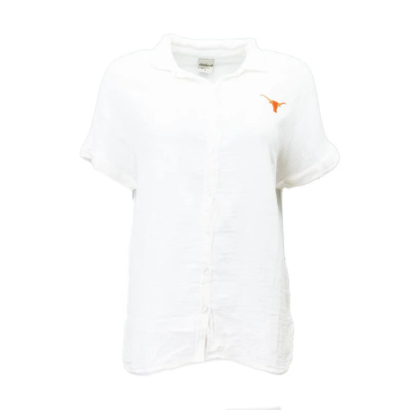Chicka-D Texas Longhorns Gauze Weekend Button Up Blouse