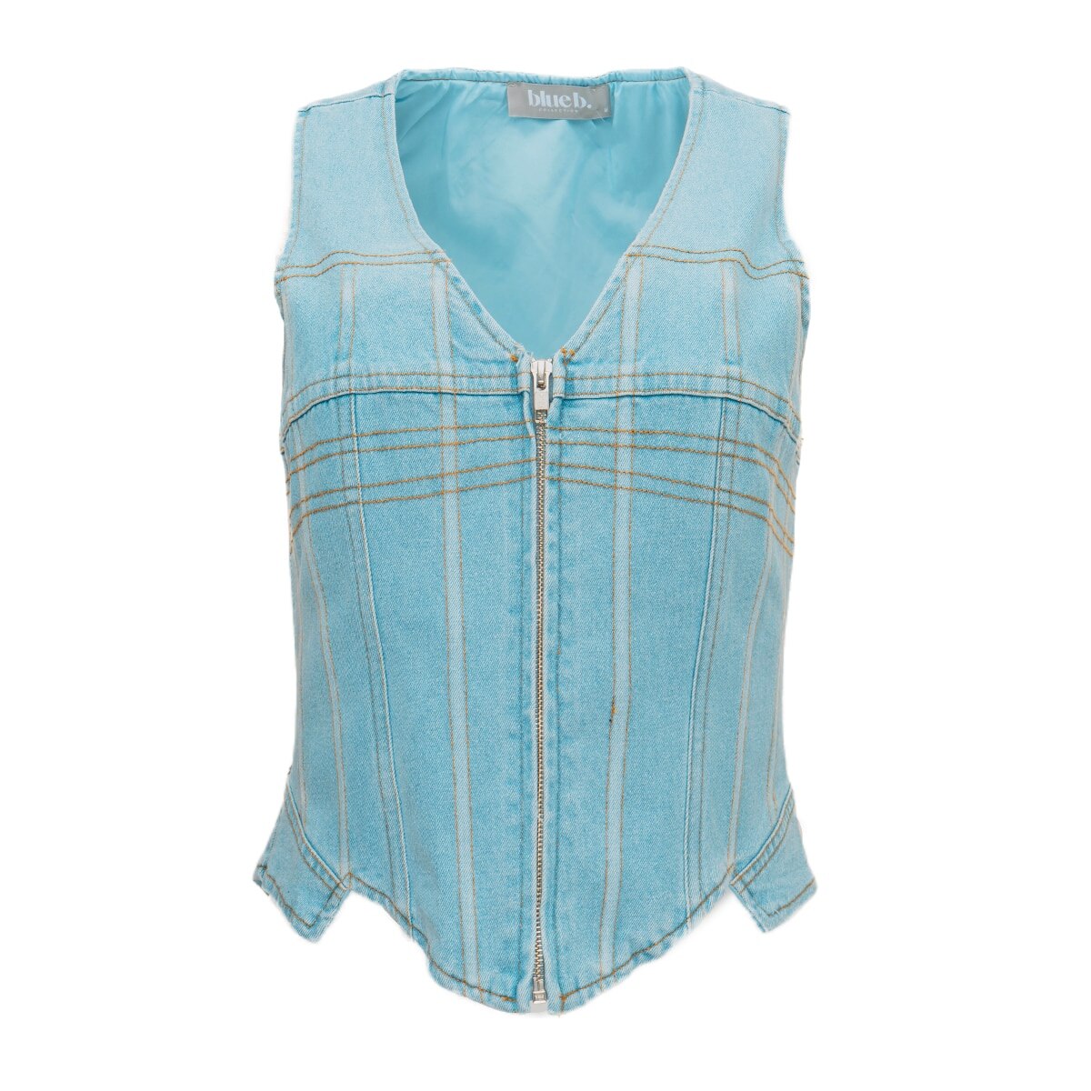 Light Wash Denim Corset Vest
