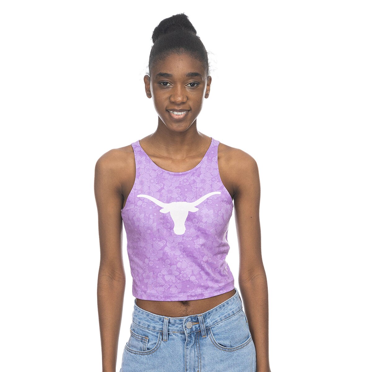 ZooZatZ Texas Longhorns First Down Crop Tank Top