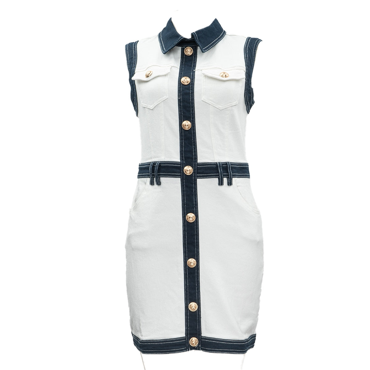 Colorblock Denim Sailor Dress