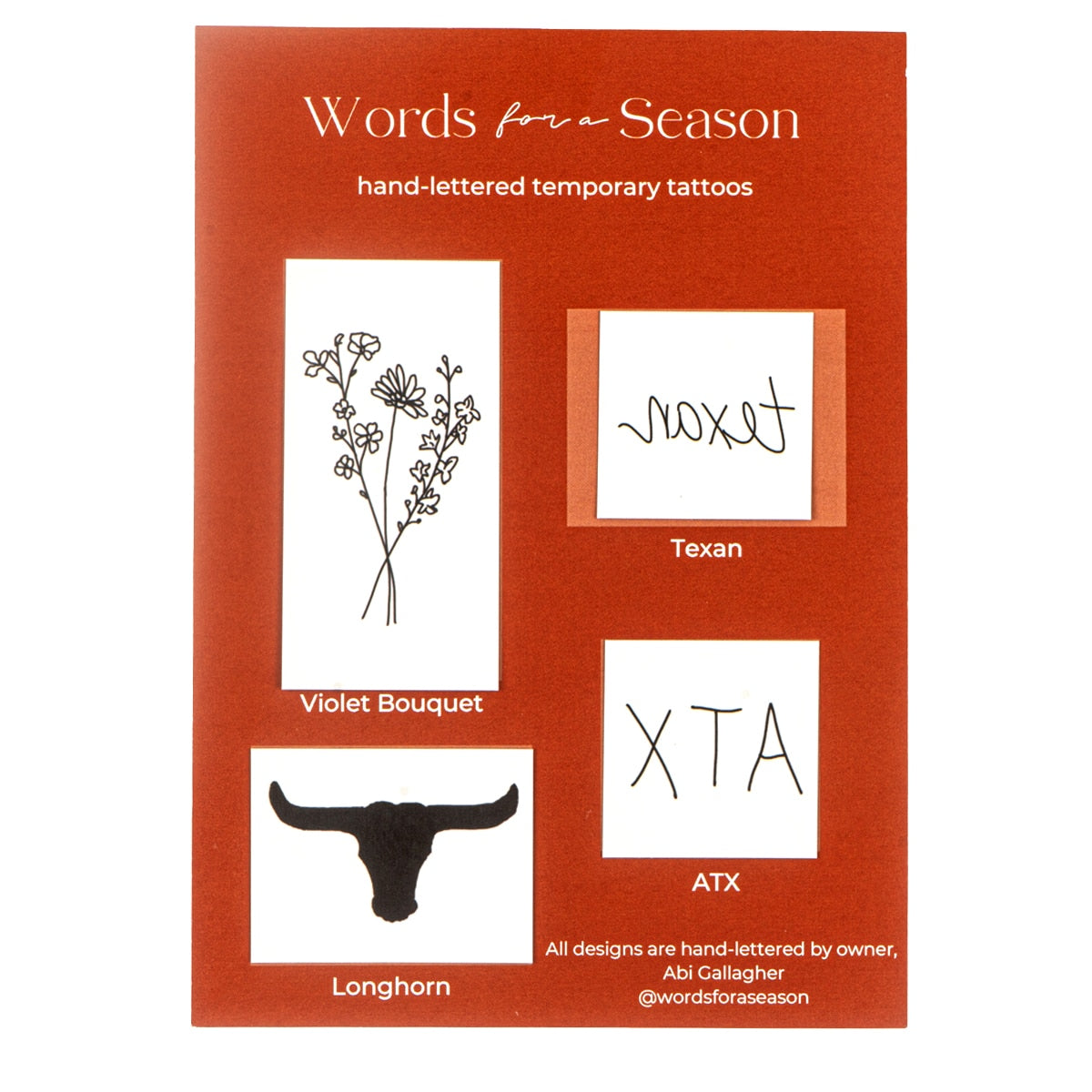 Texas Longhorns Tattoos - Set of 4
