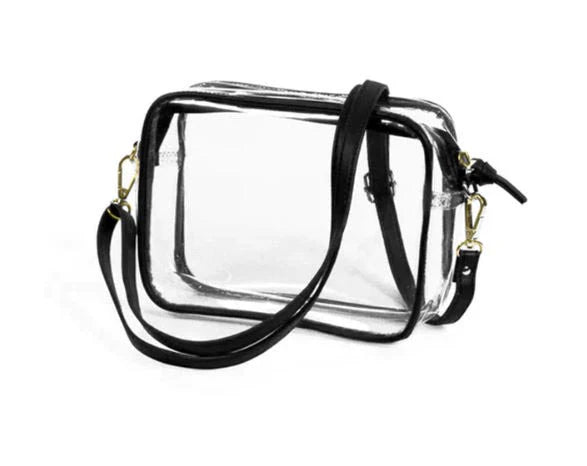 Bridget Solid Black Trim Clear Bag