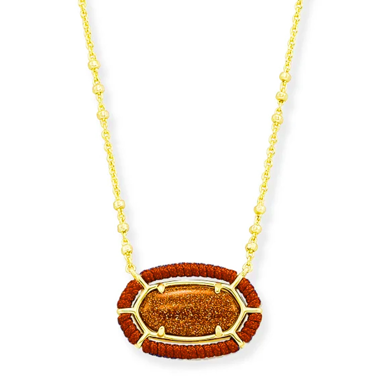 Kendra Scott Threaded Elisa Gold Pendant Necklace in Goldstone