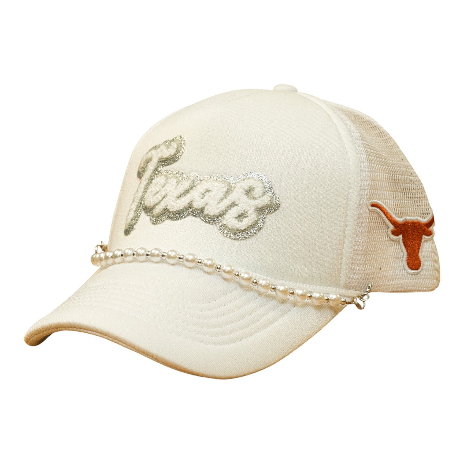 White and Gold Embellished Women\'s Cap SIPS & SKIS WHITE STRUCTURED HAT – Judith March main image 2