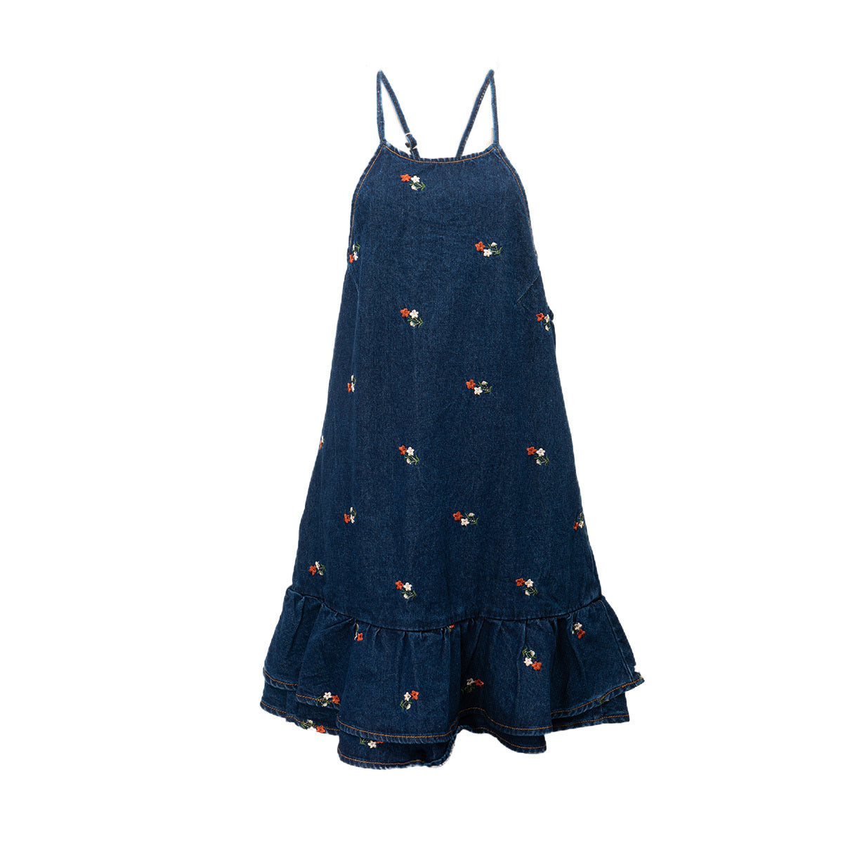 Embroidered Floral Denim Dress