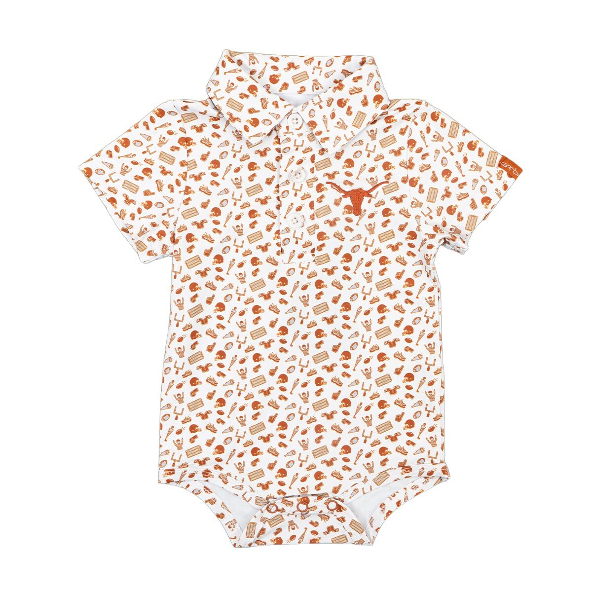 Infant Texas Longhorns Allover Football Print Polo Onesie