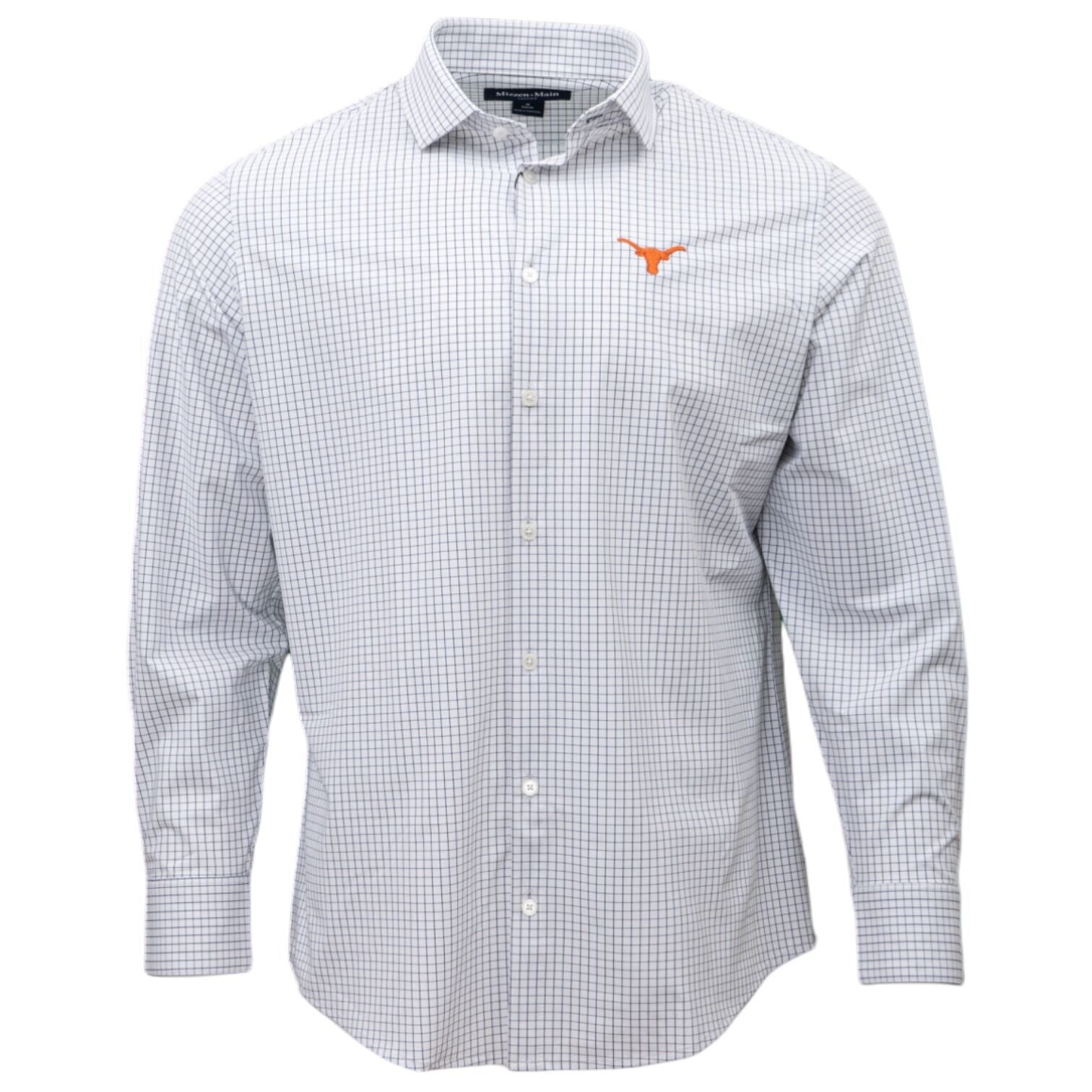 longhorn dress shirt Cutter & Buck Texas Longhorns Easy Care Stretch Oxford Stripe Mens Big & Tall Long Sleeve Button Down Shirt in Charcoal