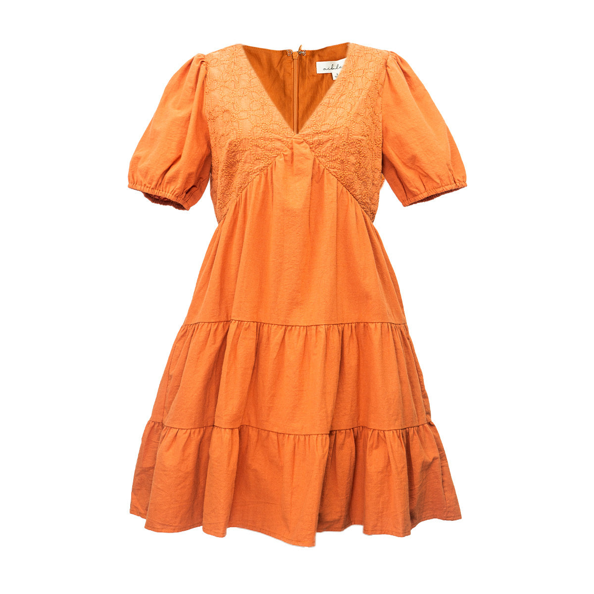 strapless open back dress Jade Gingham Tiered Midi Dress- Orange – Poppie's Boutique main image 1