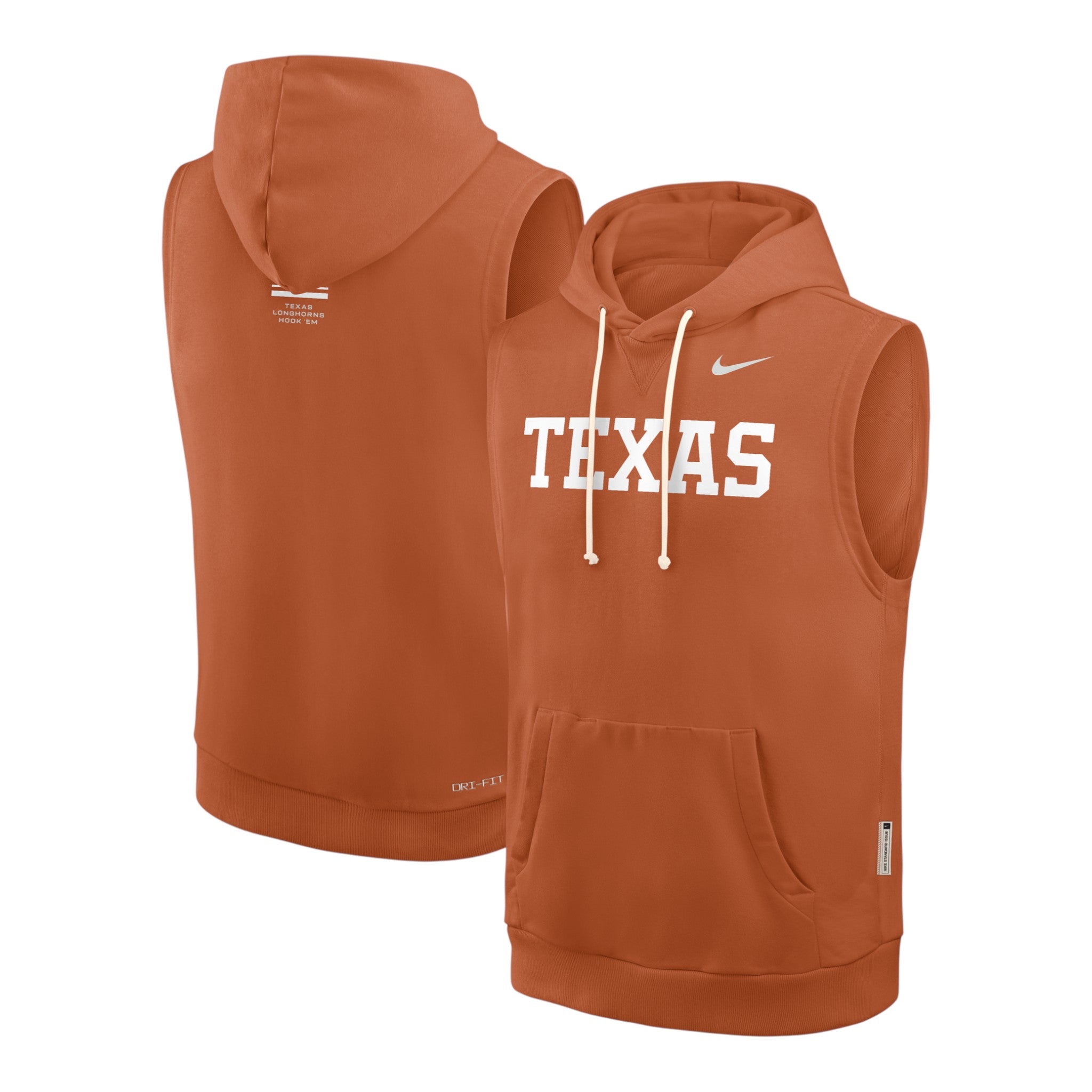 Nike Texas Longhorns Sideline Block Sleeveless Fleece Hoodie