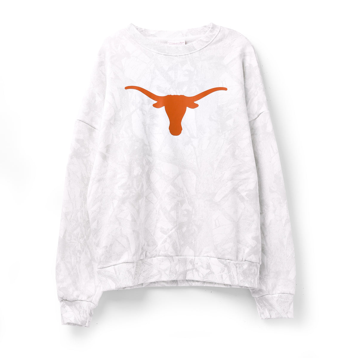 Mitchell & Ness Texas Longhorns Ghosted Camo Bevo Fleece Crew