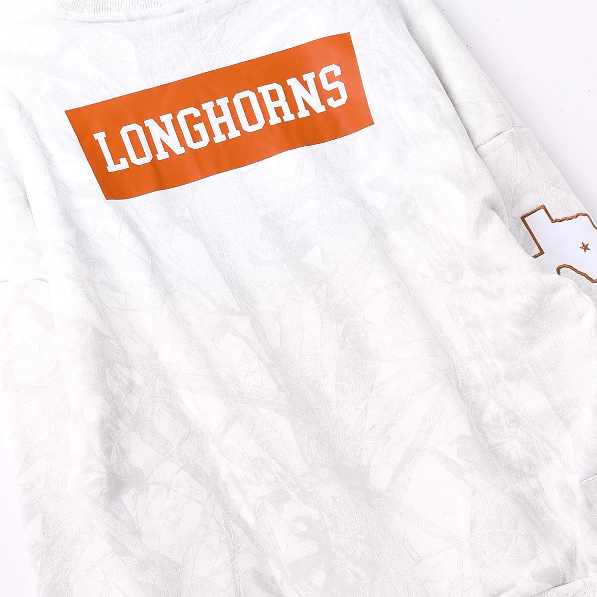 Mitchell & Ness Texas Longhorns Ghosted Camo Bevo Fleece Crew