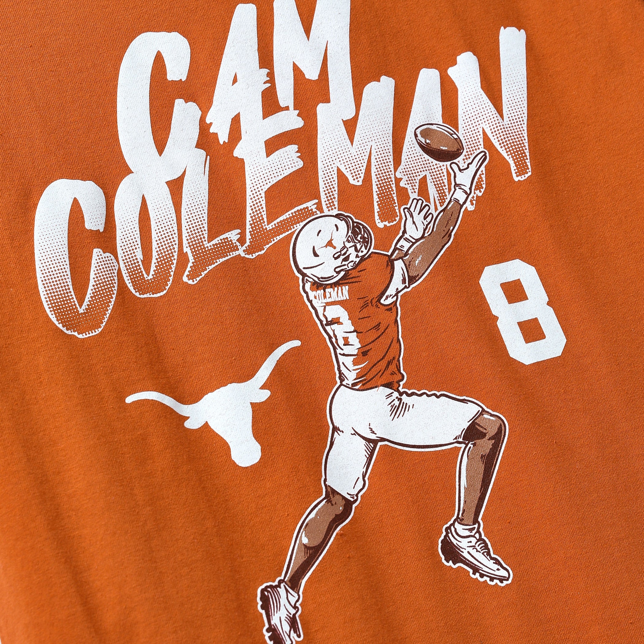 Texas Longhorns Cam Coleman Name and Number Pose Tee