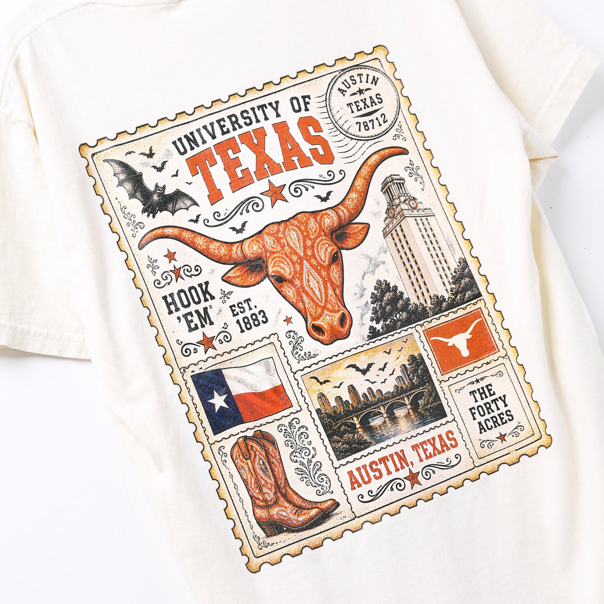 Texas Longhorns Comfort Colors Paisley Collage Short Sleeve Tee