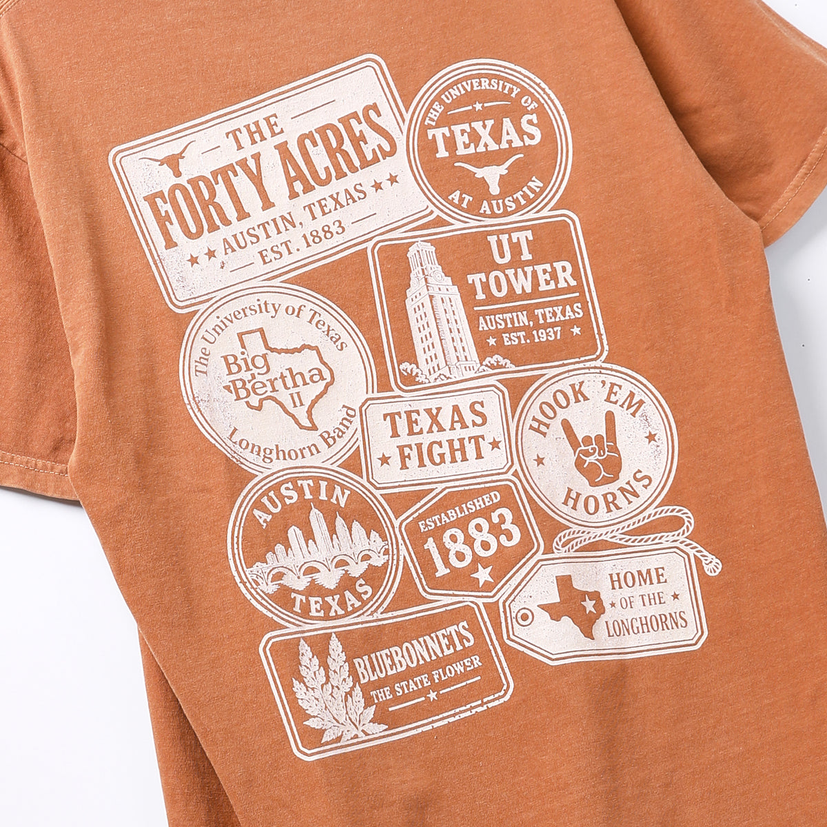 Texas Longhorns Comfort Colors Vintage Travel Stamp Short Sleeve Tee