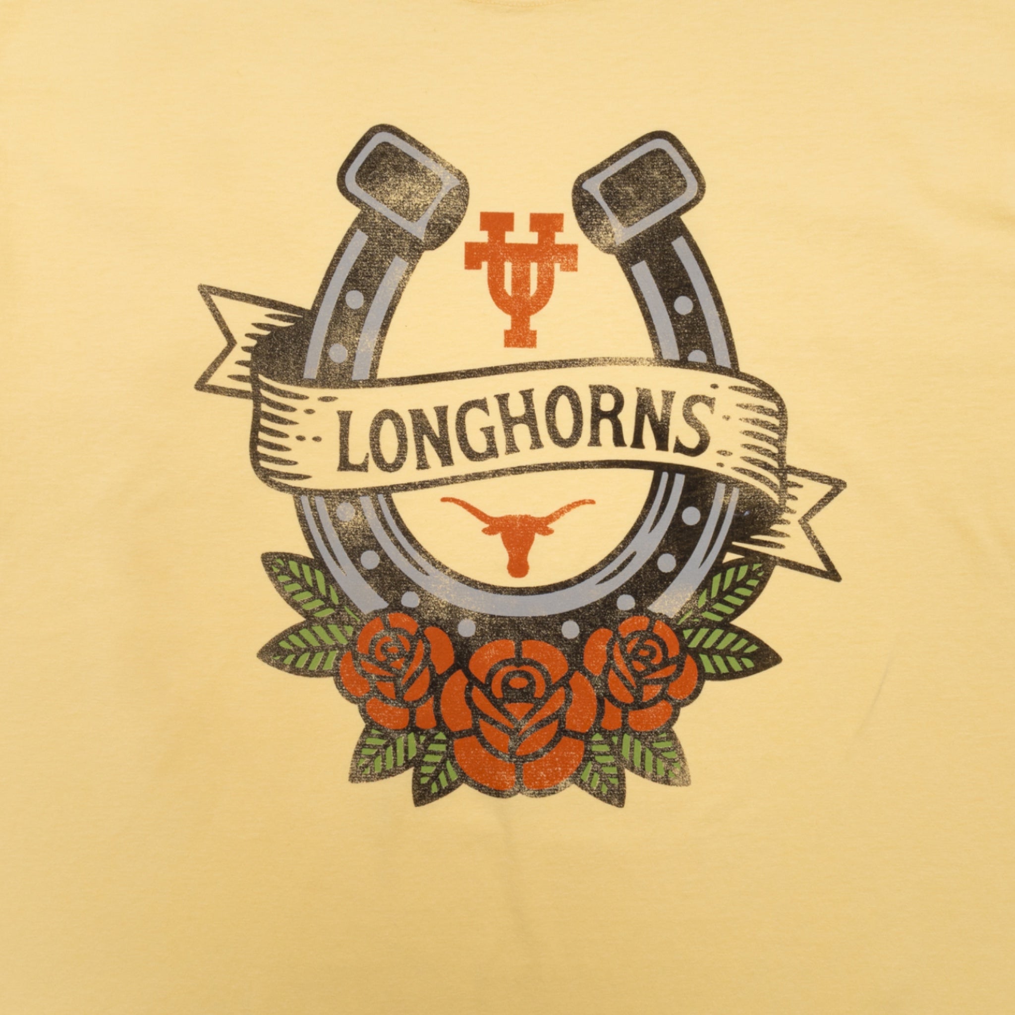 Texas Longhorns Horseshoe Roses ComfortWash Tee Yellow