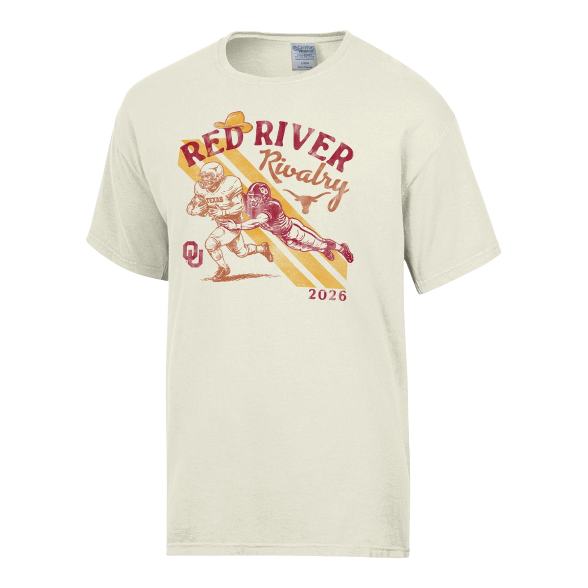 Red River Rivalry Retro Football Players ComfortWash Tee