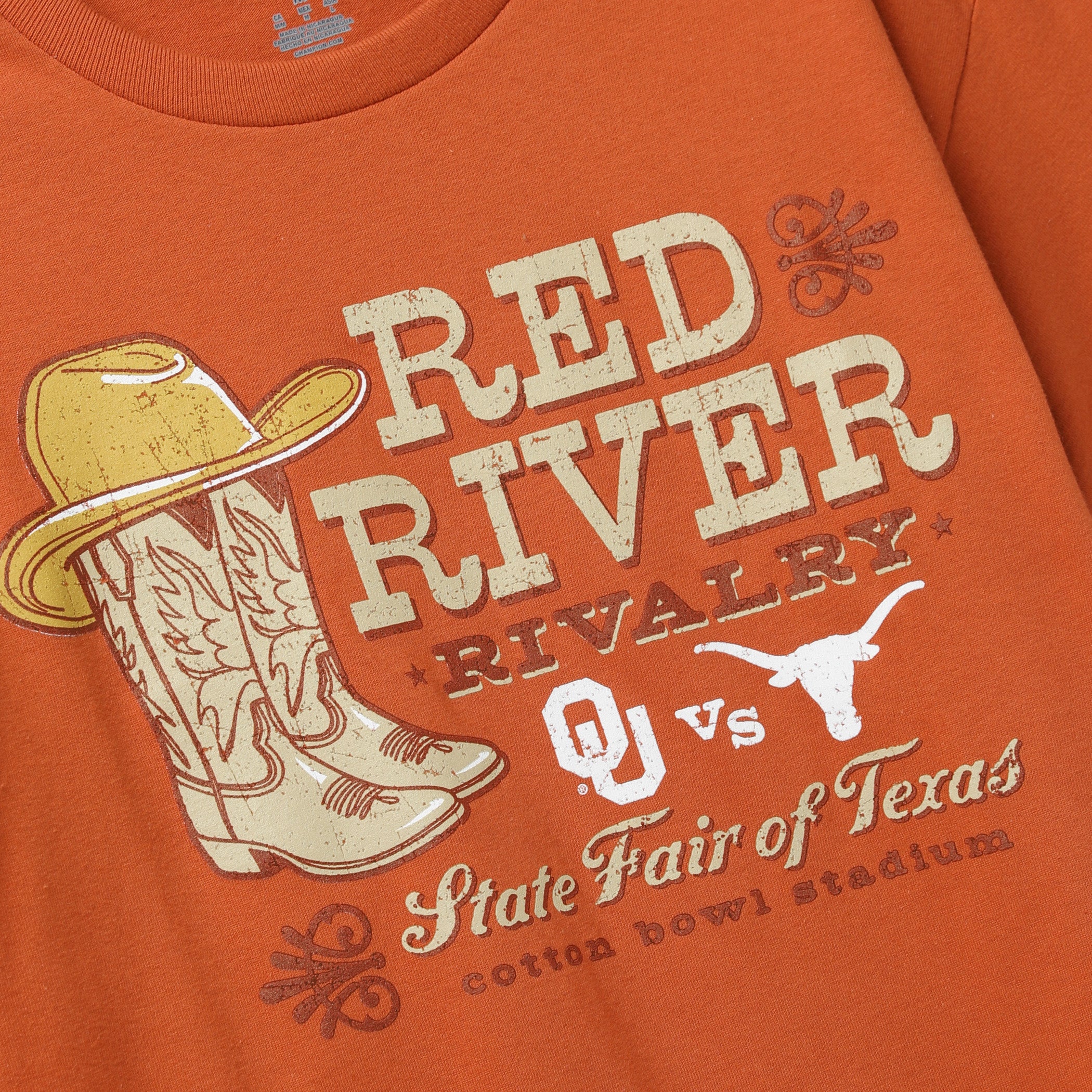 Champion Red River Rivalry Boots with Golden Hat Tee
