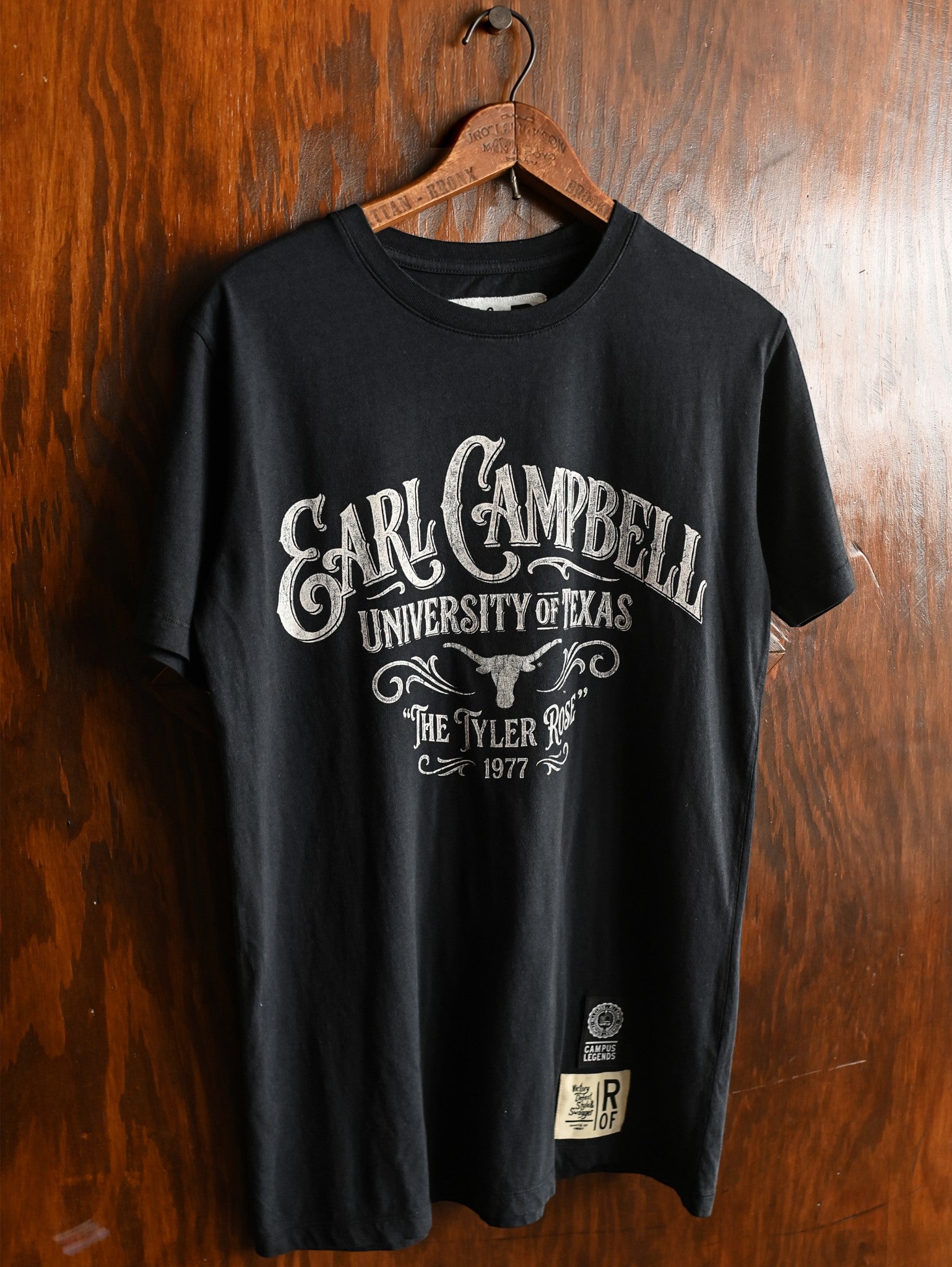 Roots of Fight Texas Longhorns Earl Campbell Script The Tyler Rose Tee