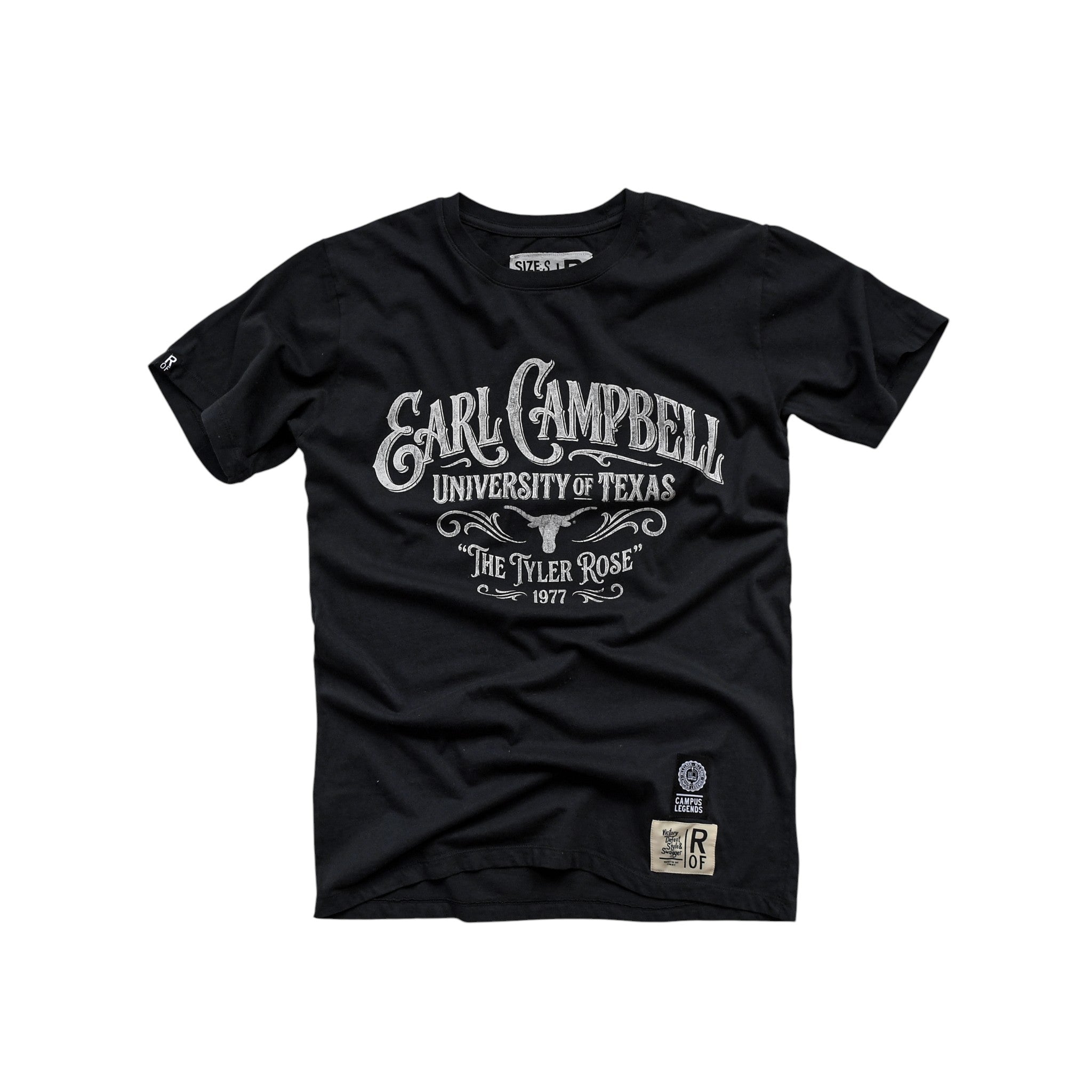 Roots of Fight Texas Longhorns Earl Campbell Script The Tyler Rose Tee