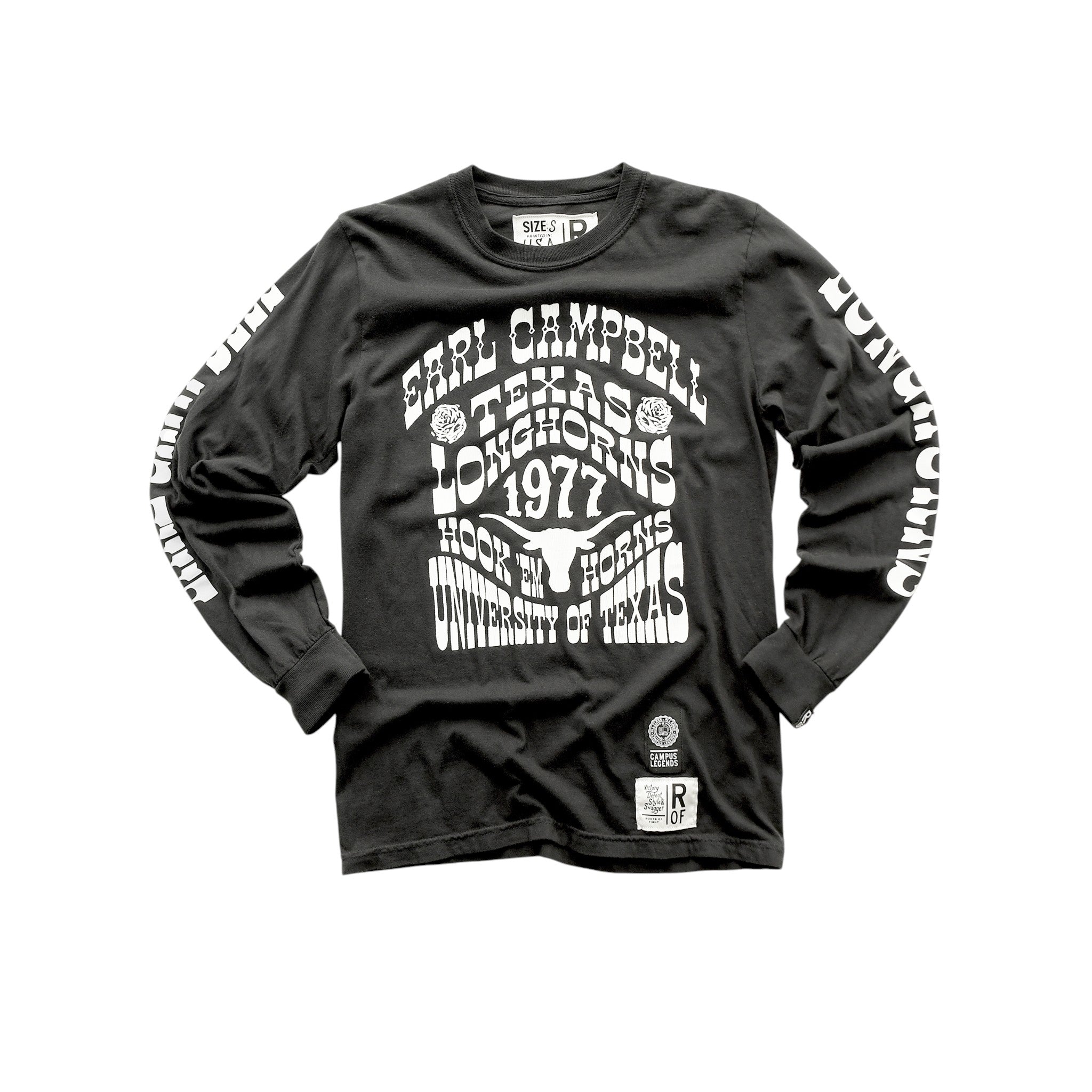 Roots of Fight Texas Longhorns Earl Campbell Groovy Sleeves Long Sleeve Tee