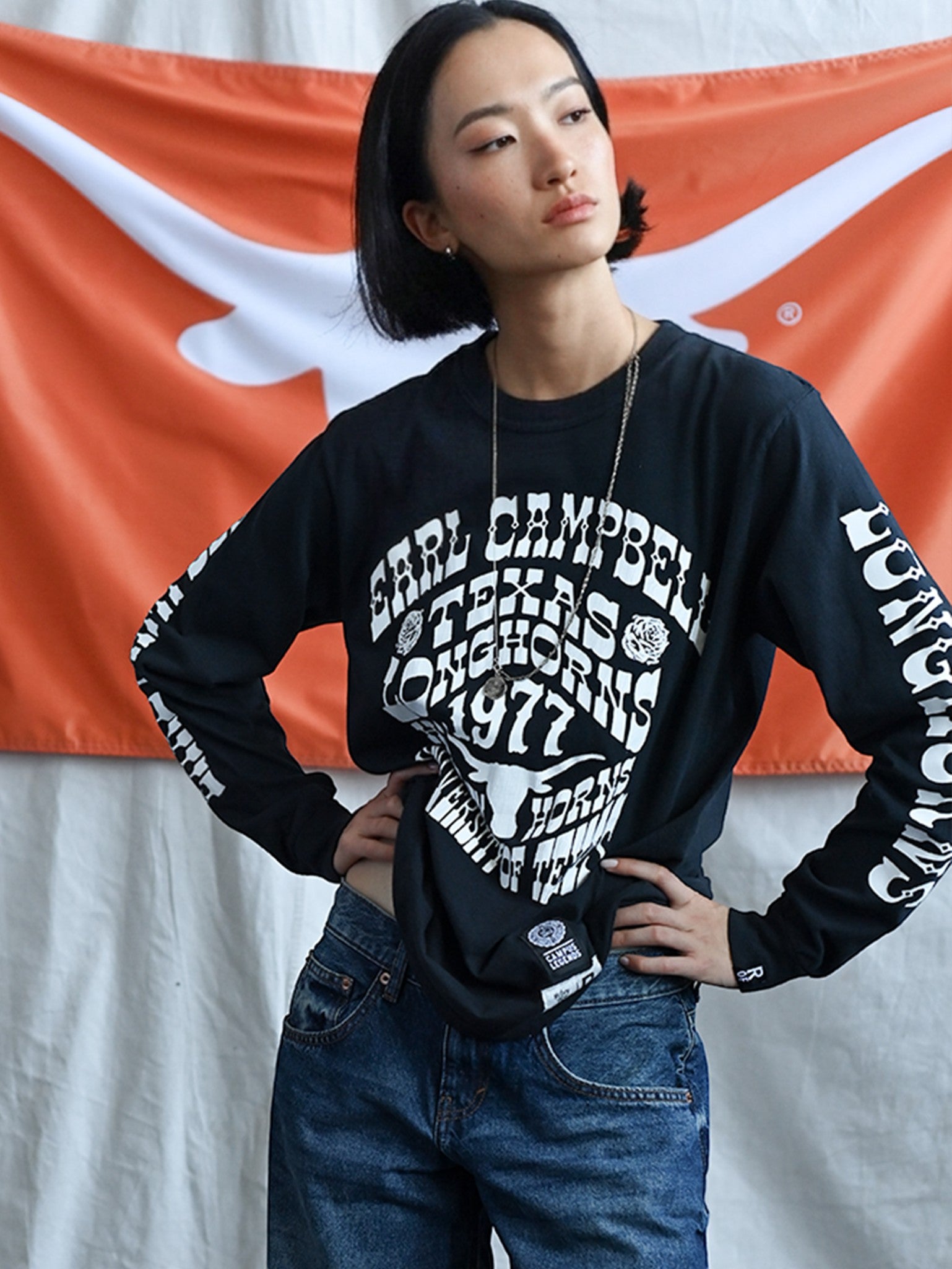Roots of Fight Texas Longhorns Earl Campbell Groovy Sleeves Long Sleeve Tee