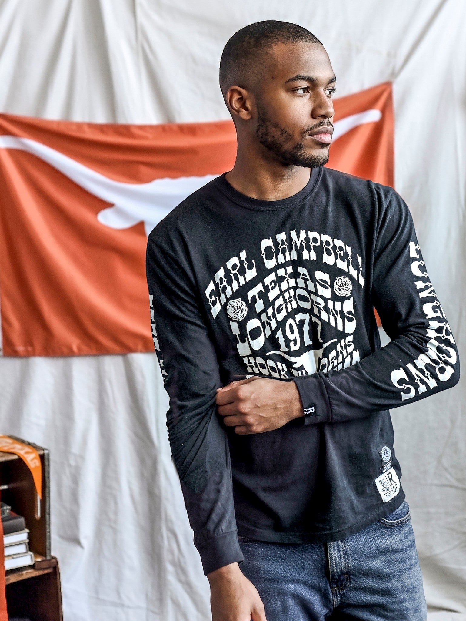 Roots of Fight Texas Longhorns Earl Campbell Groovy Sleeves Long Sleeve Tee