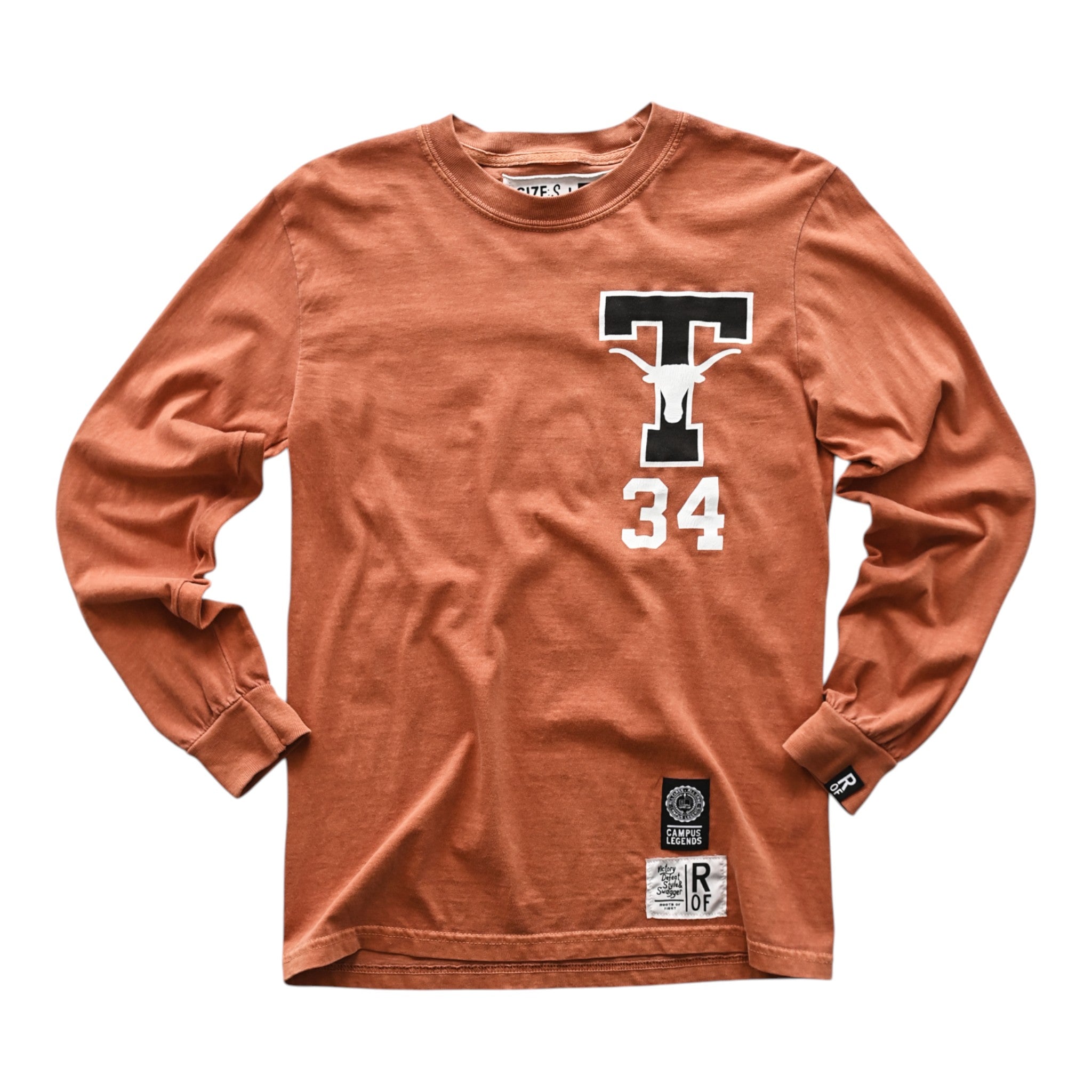 Roots of Fight Texas Longhorns Ricky Williams #34 Front and Back Long Sleeve Tee