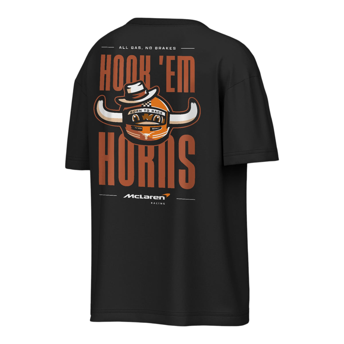Texas Longhorns McLaren Bevo in Helmet Short Sleeve Tee 