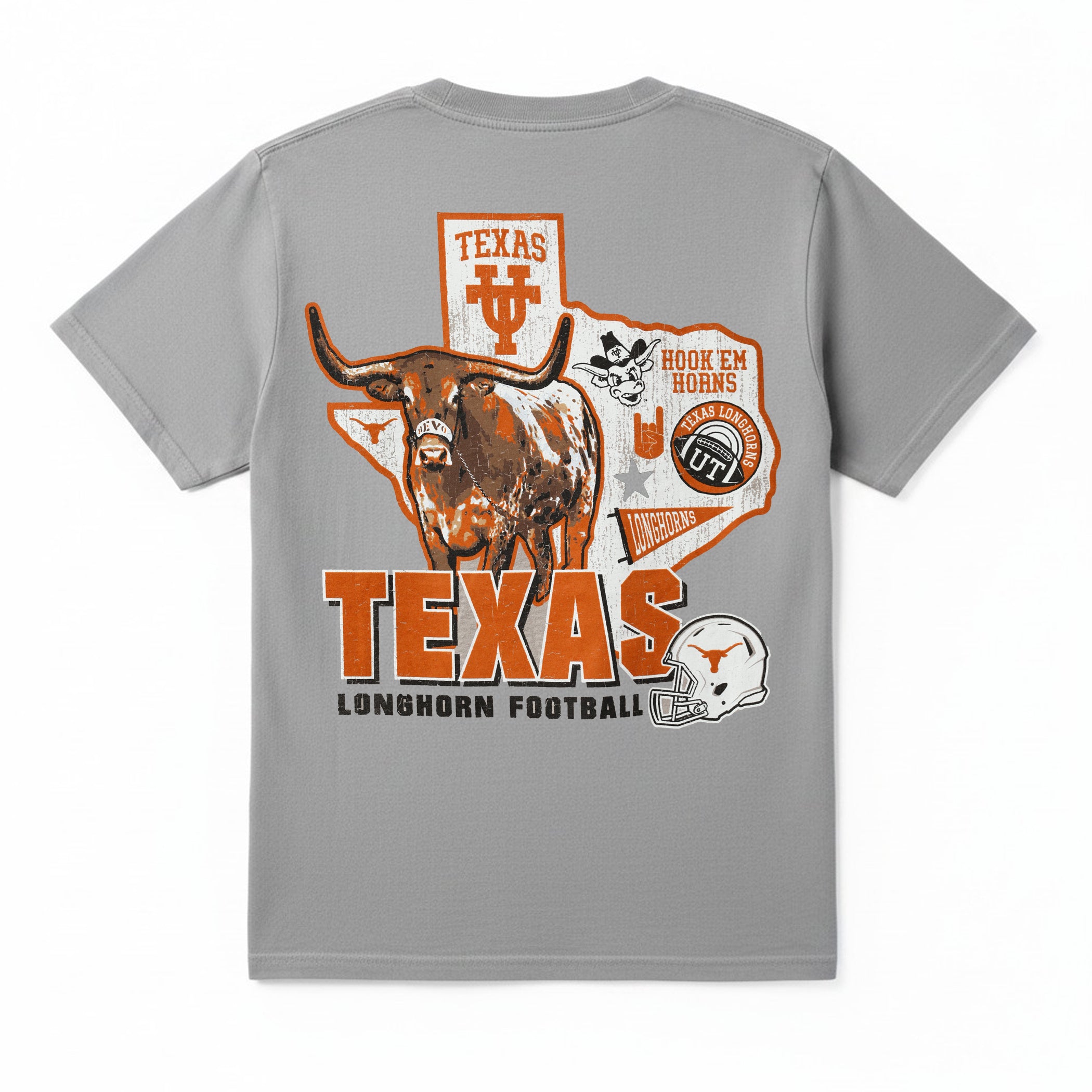 Texas Longhorns Bevo/Icons in State Front and Back ComfortWash Tee