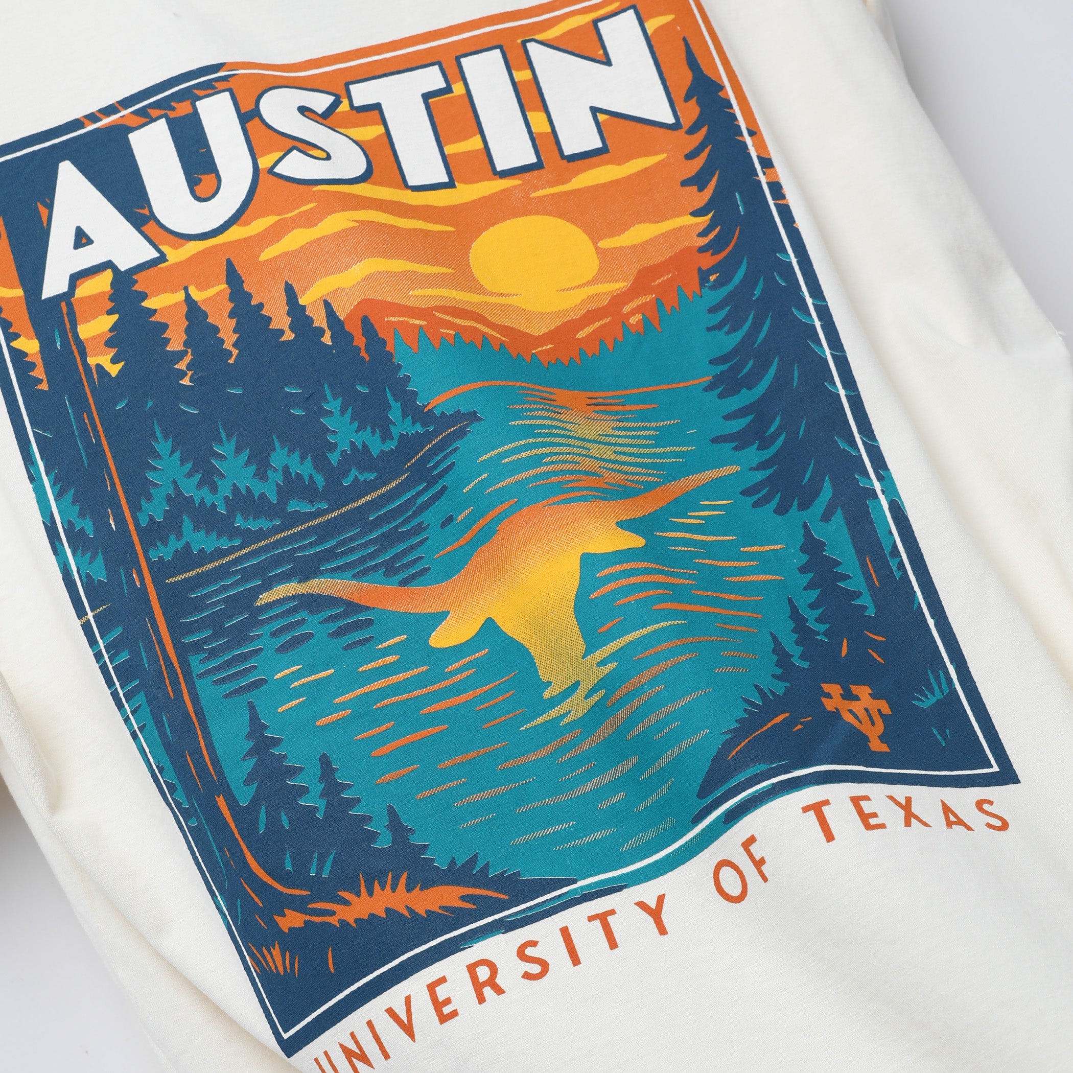 Texas Longhorns Silhouette in Lake Front and Back ComfortWash Tee