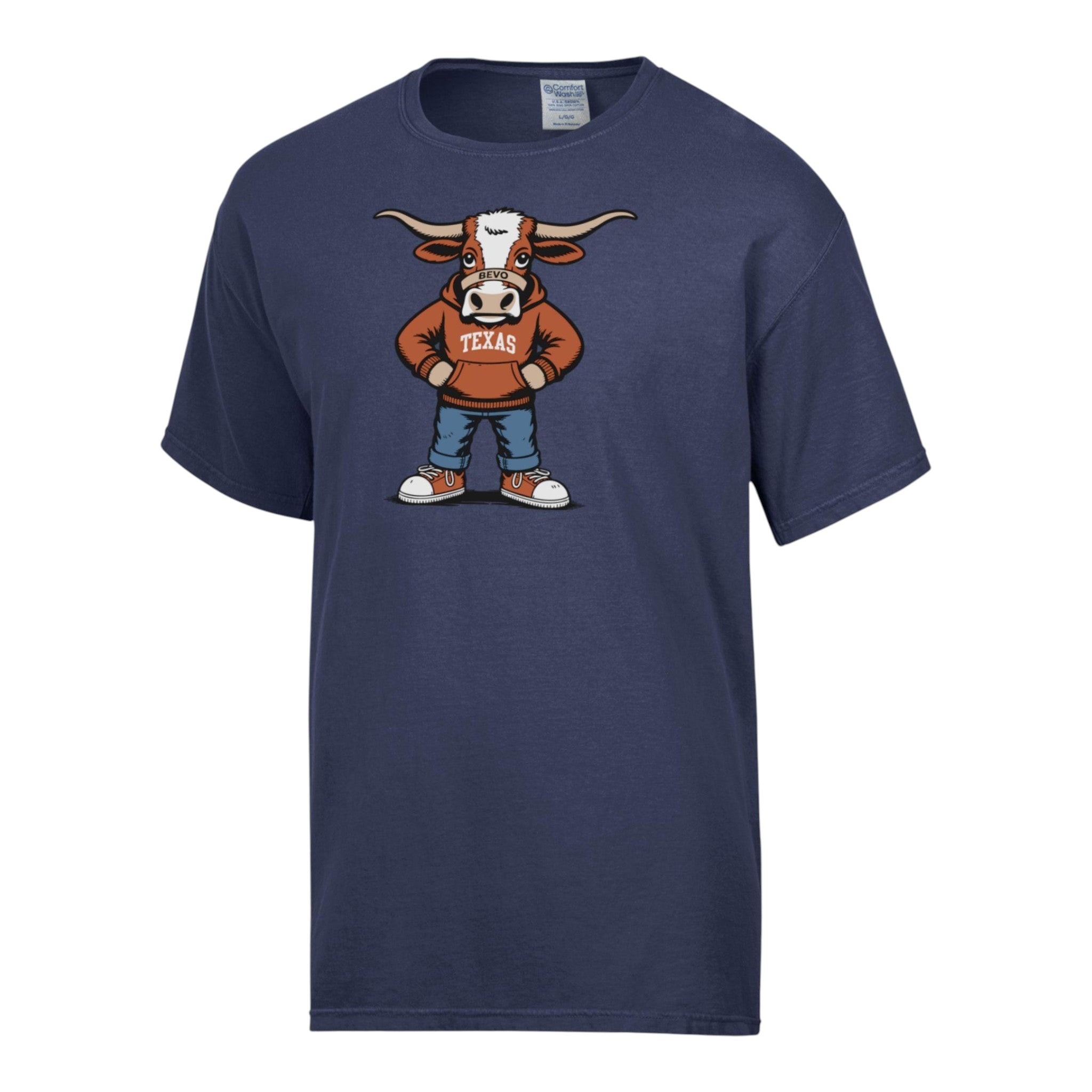 Texas Longhorns Standing Bevo in Hoodie ComfortWash Tee