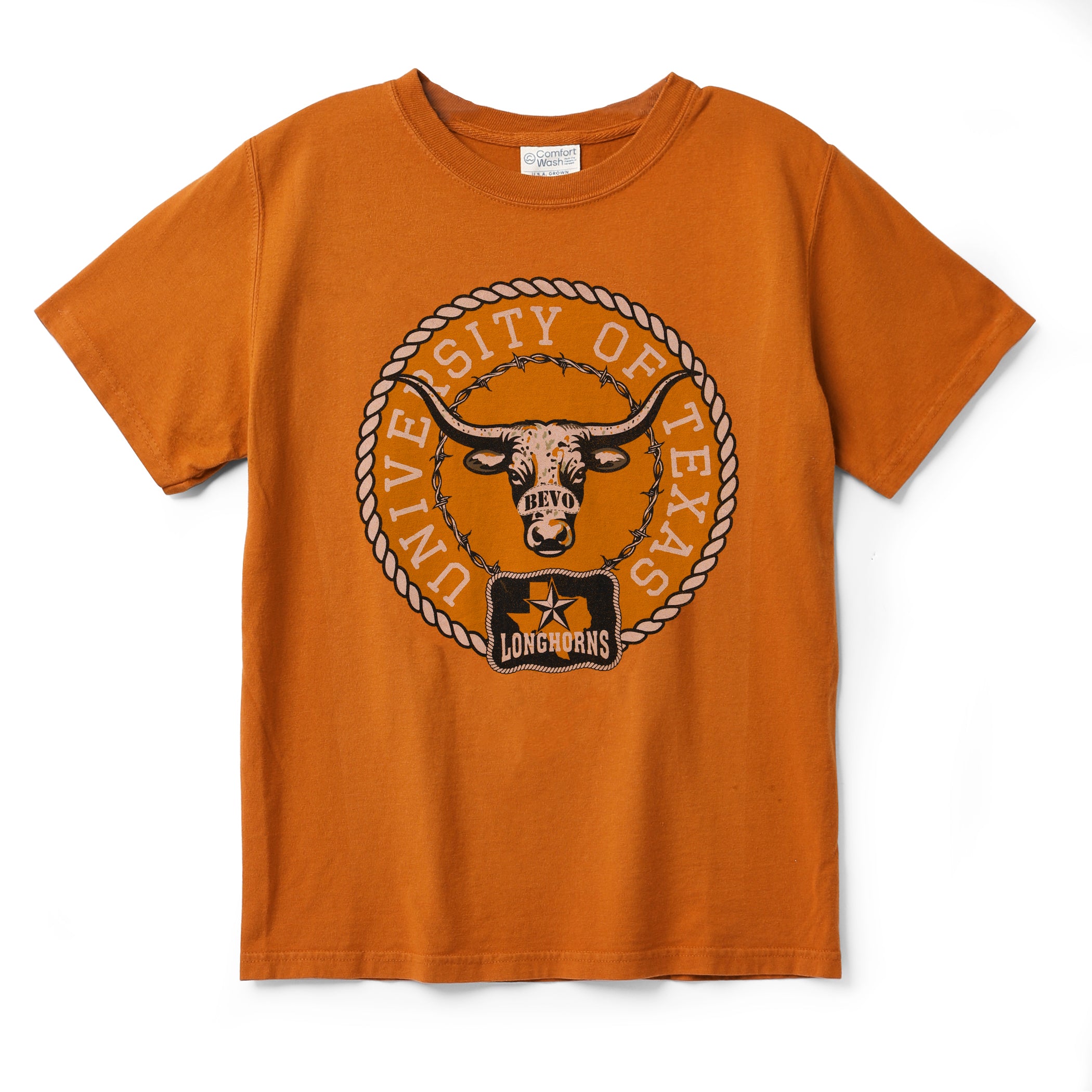 Texas Longhorns Bevo Rope Wheel ComfortWash Tee
