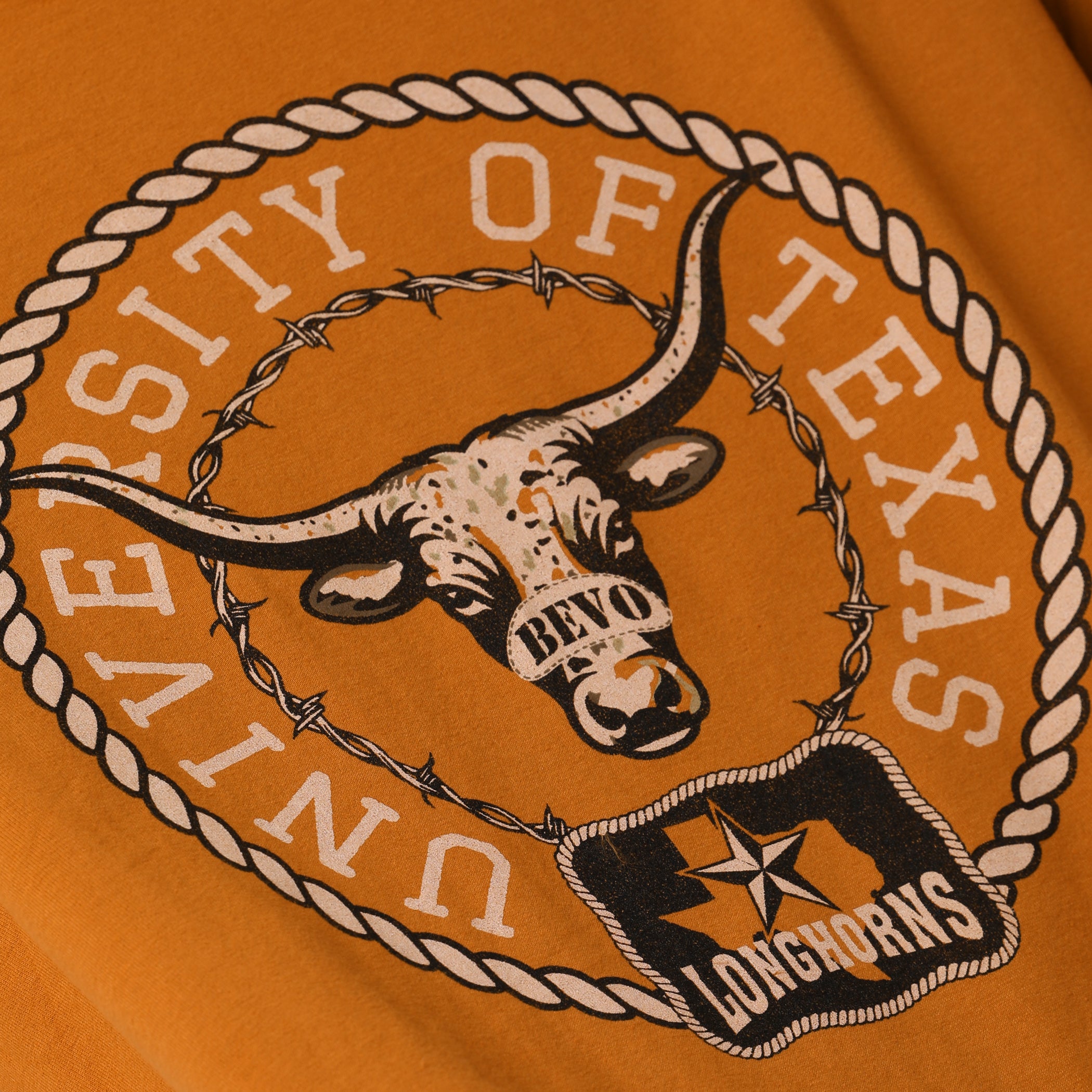 Texas Longhorns Bevo Rope Wheel ComfortWash Tee