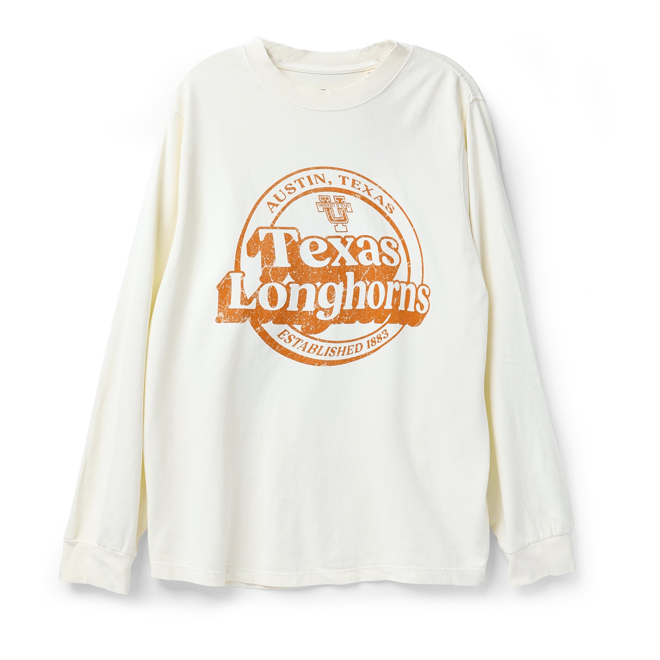 Texas Longhorns Vault Circle Interlock Long Sleeve Heavyweight Tee