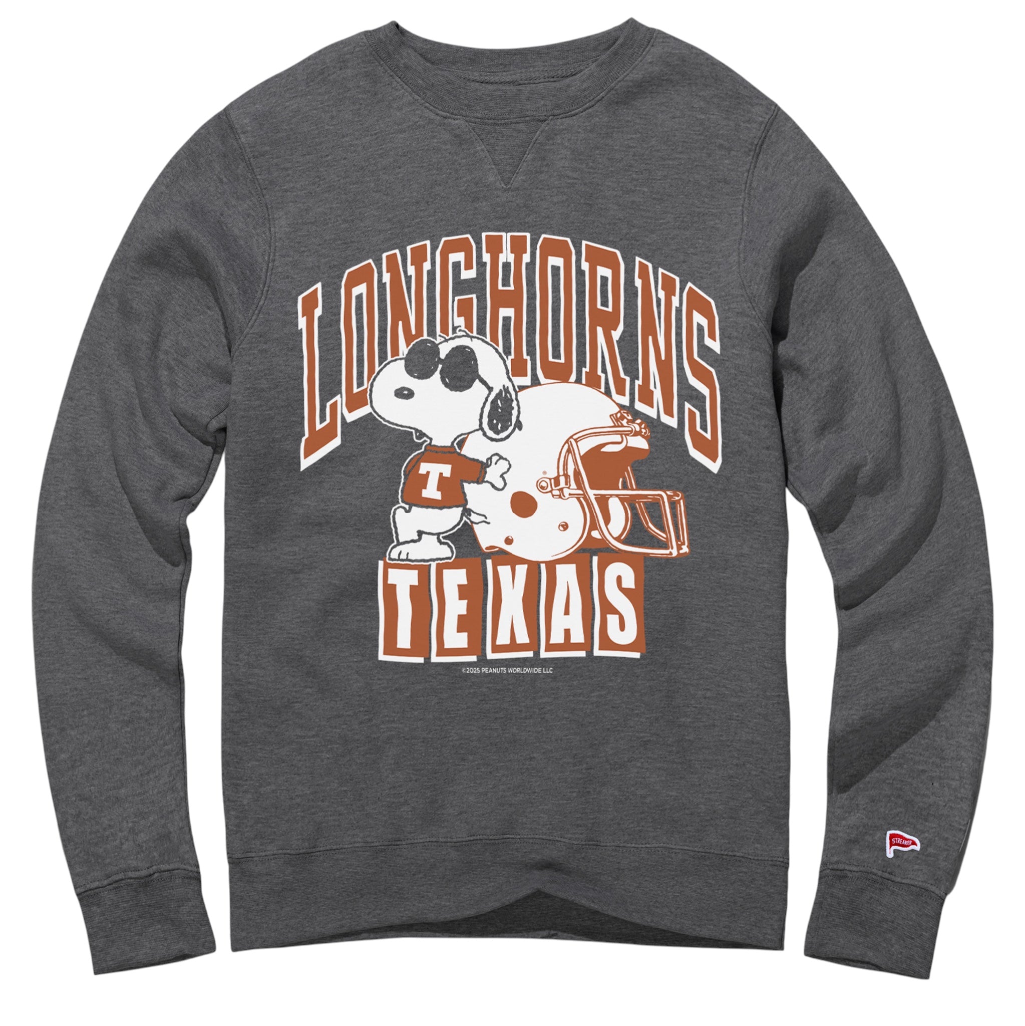 Snoopy Texas Longhorns Football Helmet Fleece Crew