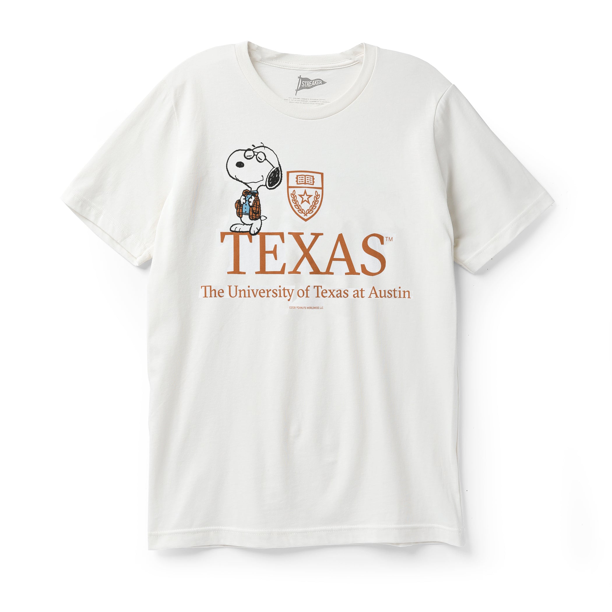 Texas Longhorns Smarty Snoopy with Shield Tee